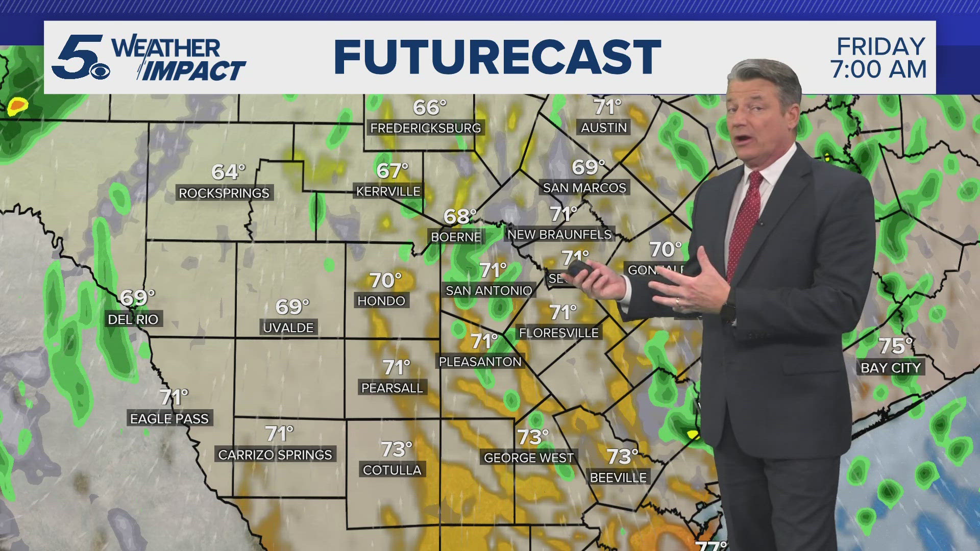 Another cold front will set us up for a good weekend with lows in the 50s and highs in the mid 70s to near 80°.