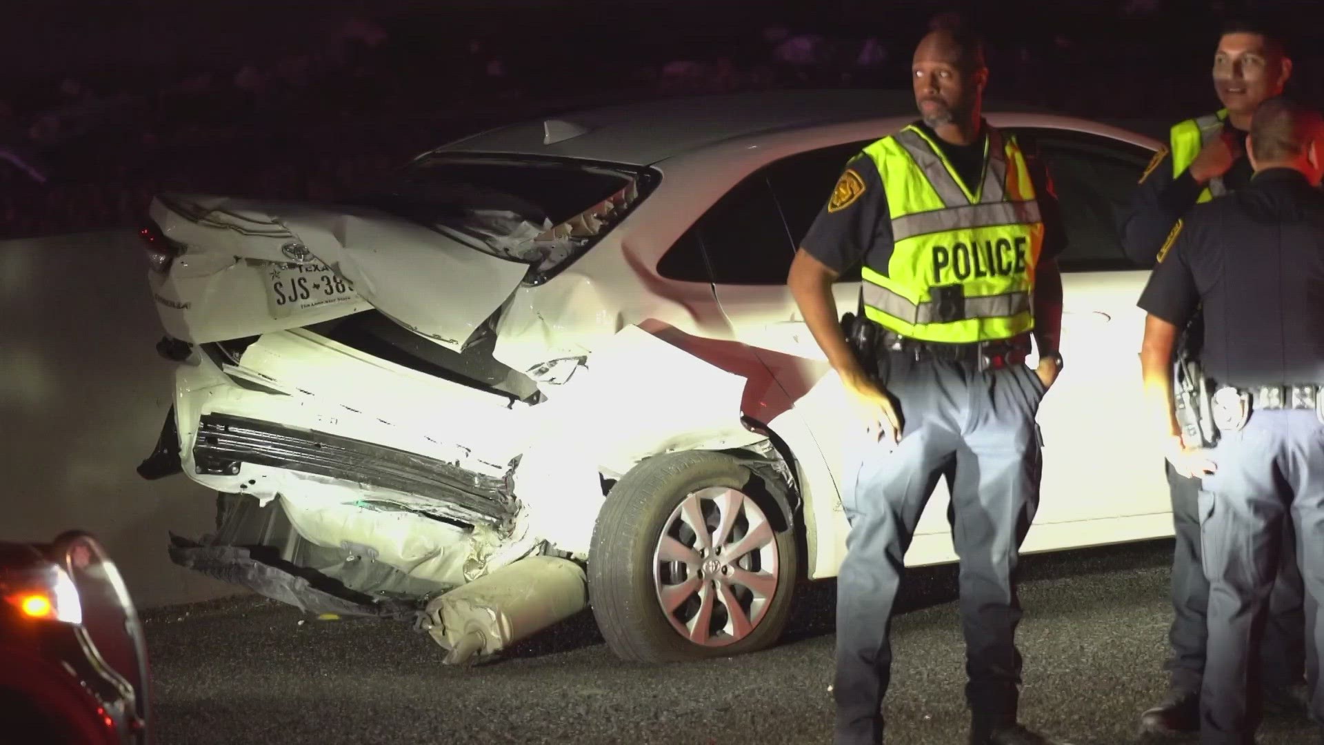 The suspected drunk driver crashed into two cars that were stopped following an accident on Loop 1604.