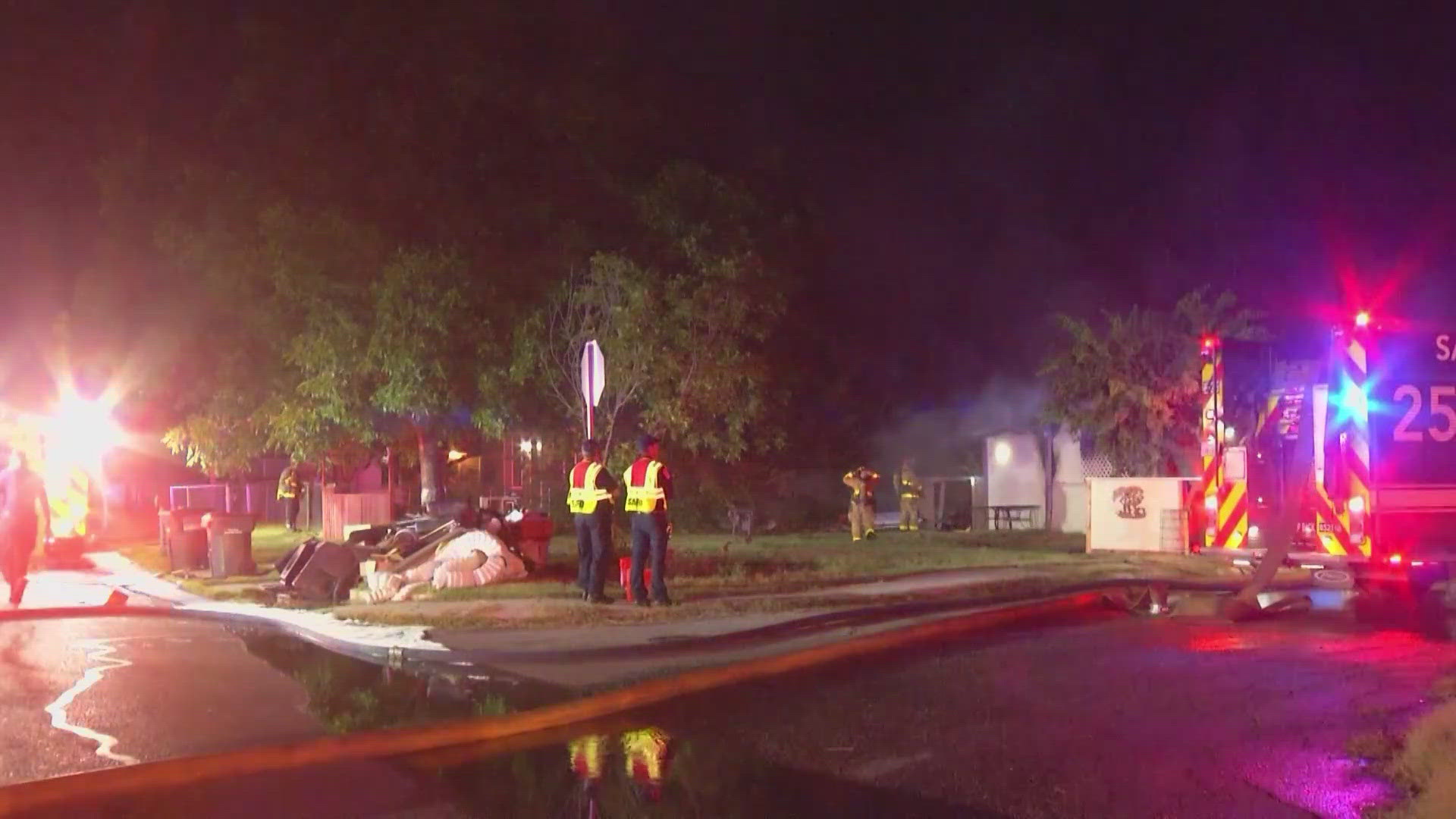 Three people inside a modest rental home on McCauley Boulevard smelled smoke, saw flames and got lost trying to escape as their home caught fire.