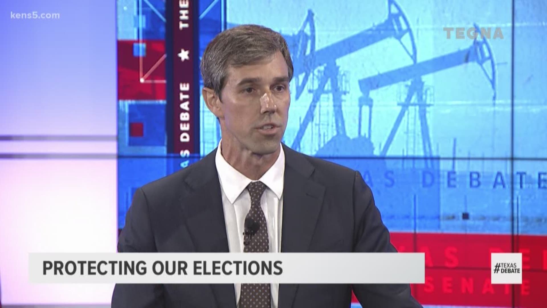 Candidate Beto O'Rourke says Sen. Ted Cruz won't stand up to President Trump when he defends countries trying to meddle in U.S. elections.