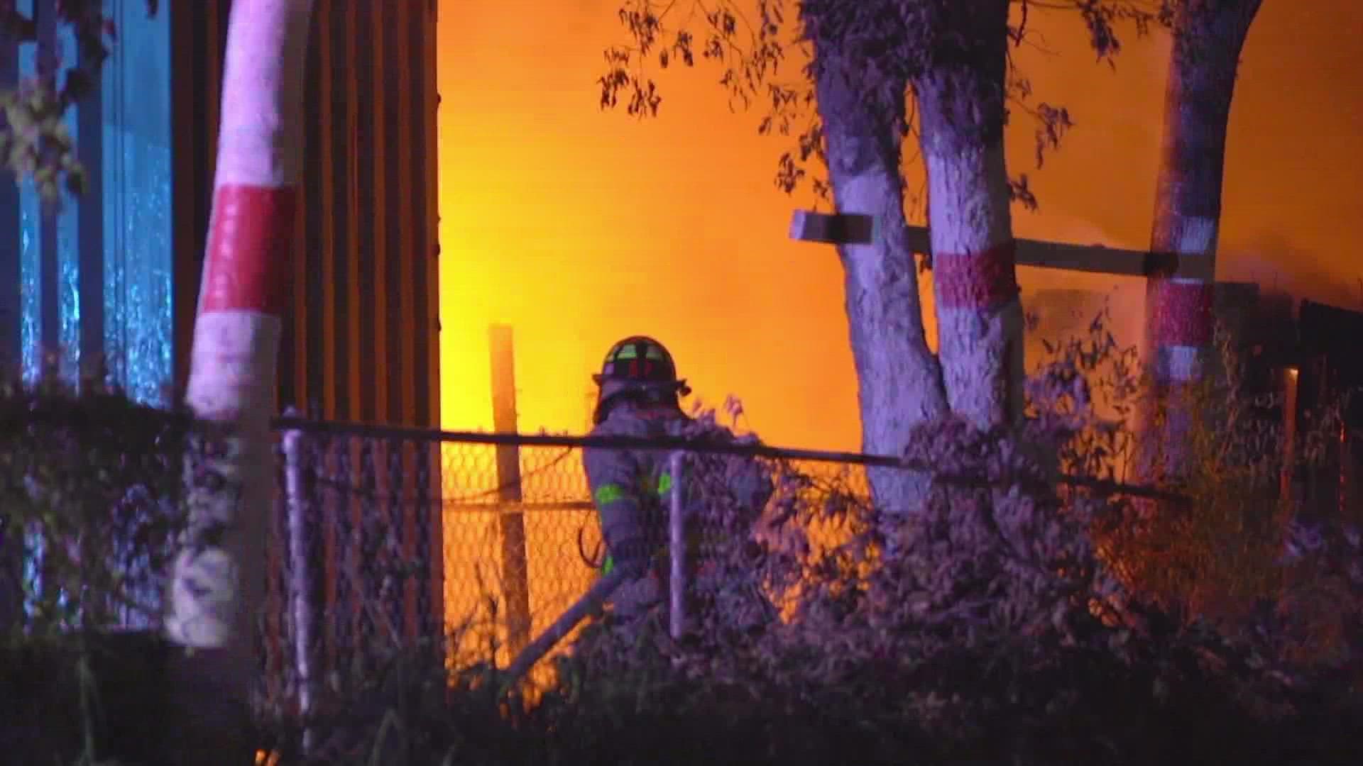 A freight container that was refurbished into a small apartment unit was destroyed by the blaze.