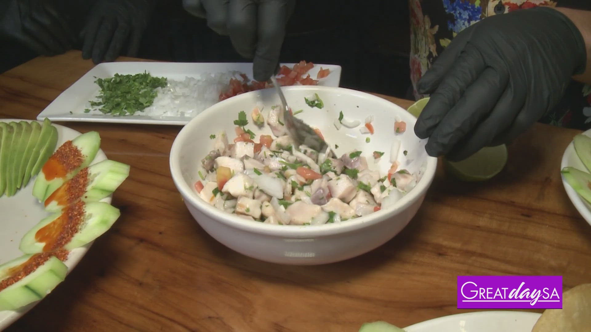 Multi-Skilled Journalist Justin Calderon helps make Ceviche over at La Laguna Mariscos & Sushi.