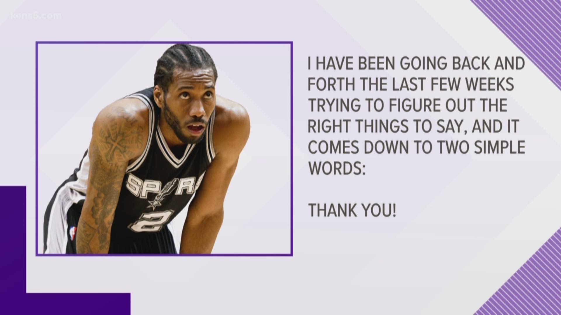 KENS 5's Evan Closky breaks down Kawhi Leonard's statement thanking the San Antonio Spurs and the team's fans.