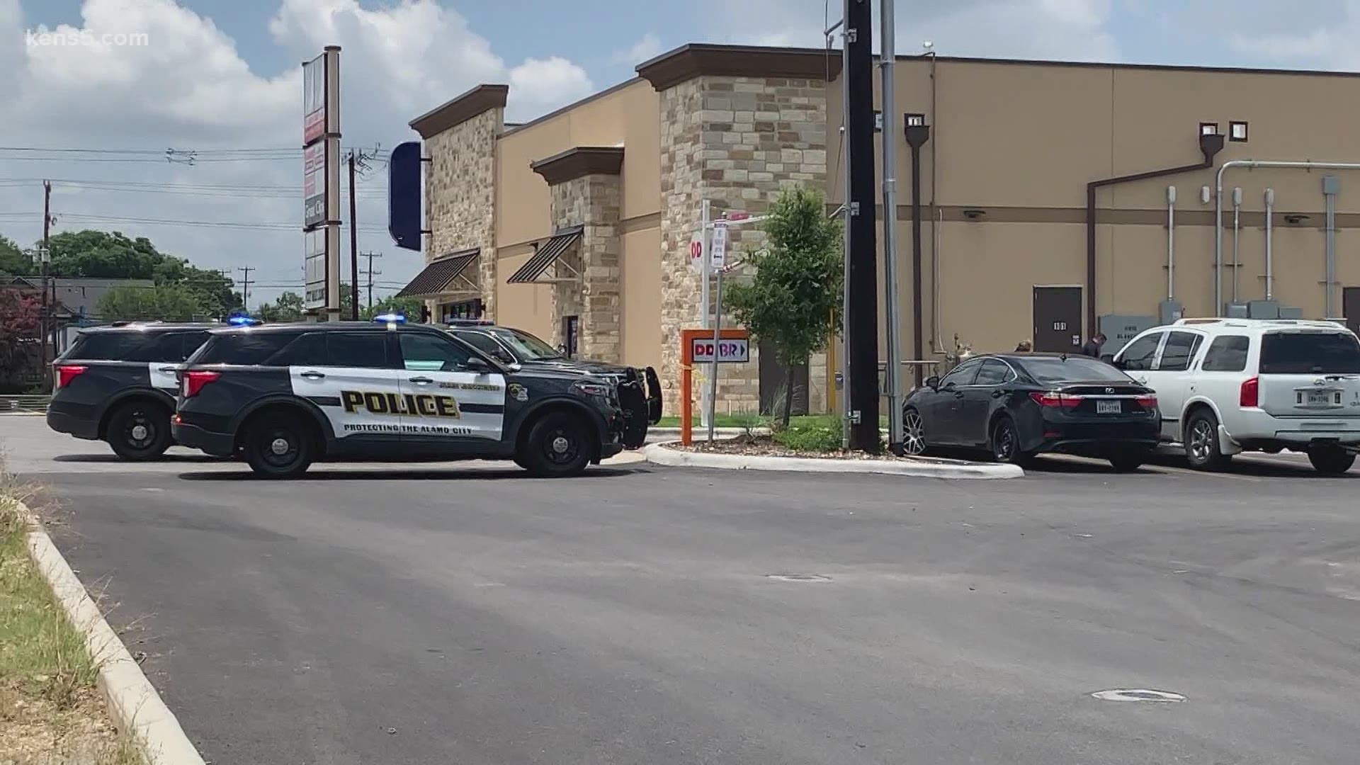 San Antonio police said the suspect and another man were arguing inside the nail salon off Blanco Road, and it escalated outside.