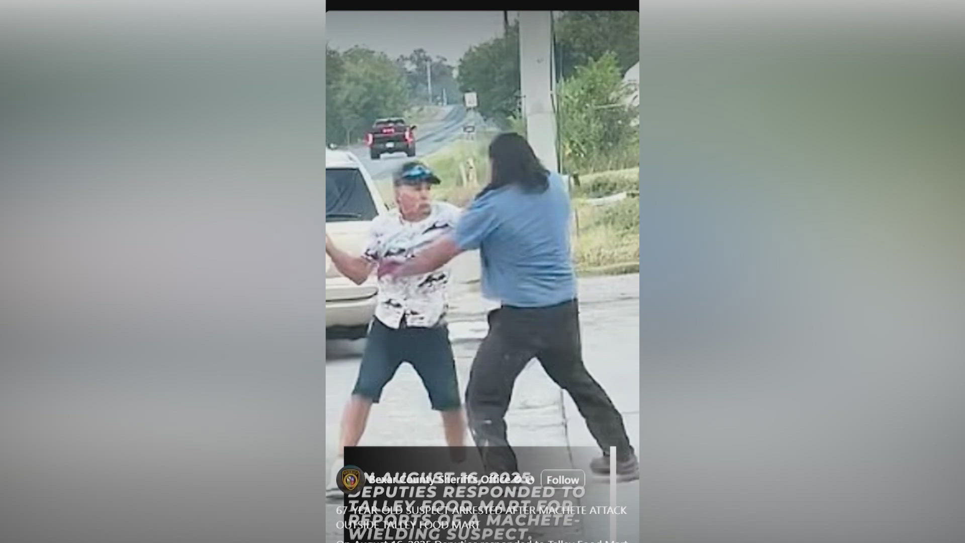 A victim was found with several lacerations that required 30 stitches after being attacked by a machete-wielding man.