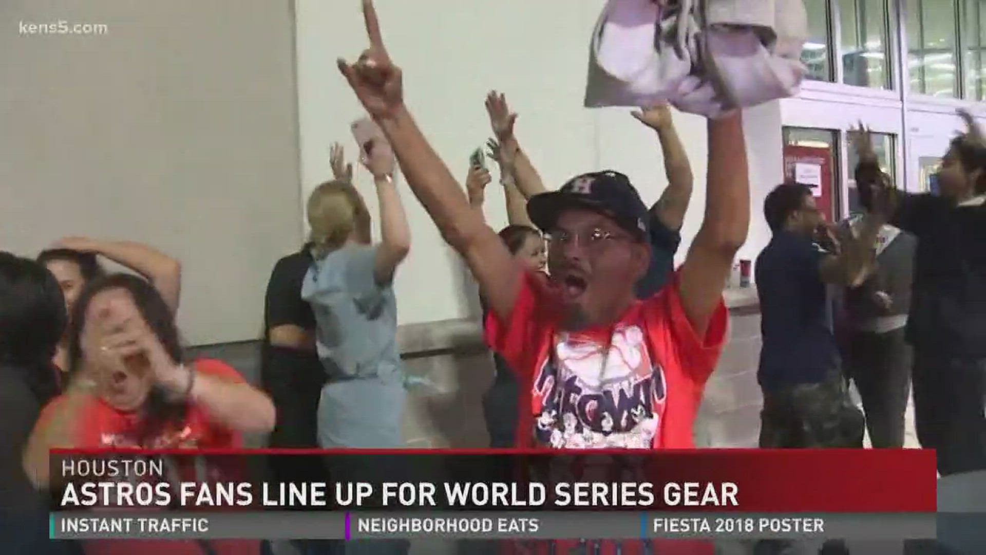 Houston Astros fans line up outside Academy to buy World Series