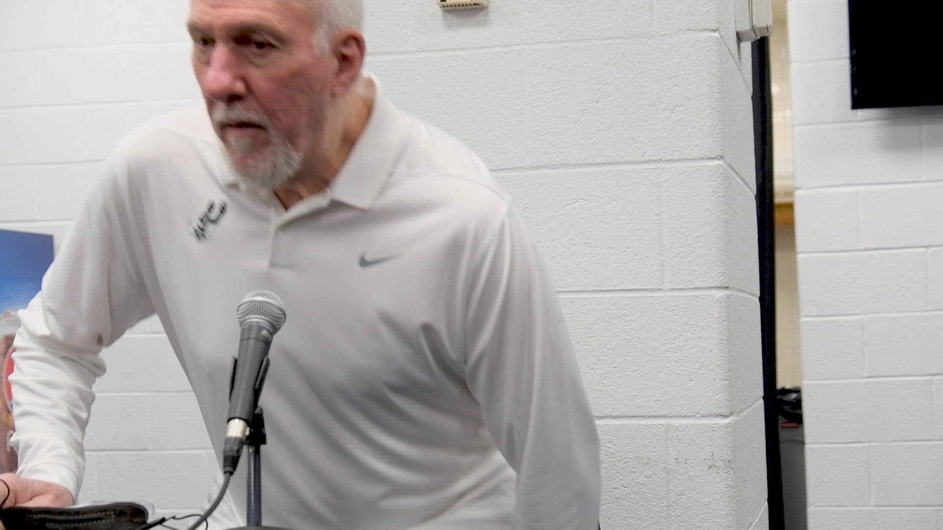 Pop said he was really happy that Dejounte Murray got the experience of playing in the All-Star Game, and gave him credit for the team's assist-to-turnover ratio.