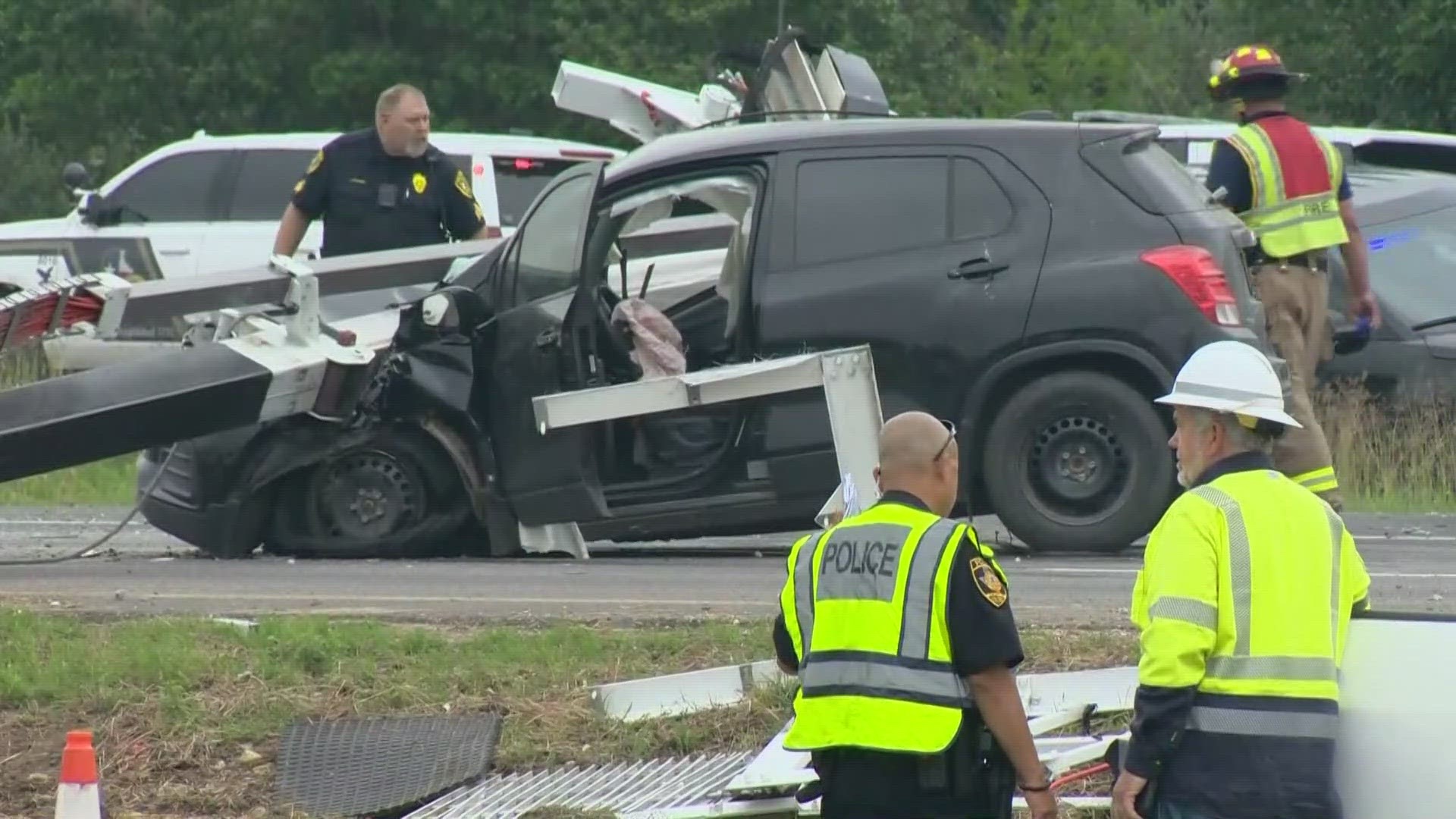 The truck driver and the two women inside the vehicle were taken to a nearby hospital to be treated for their injuries.