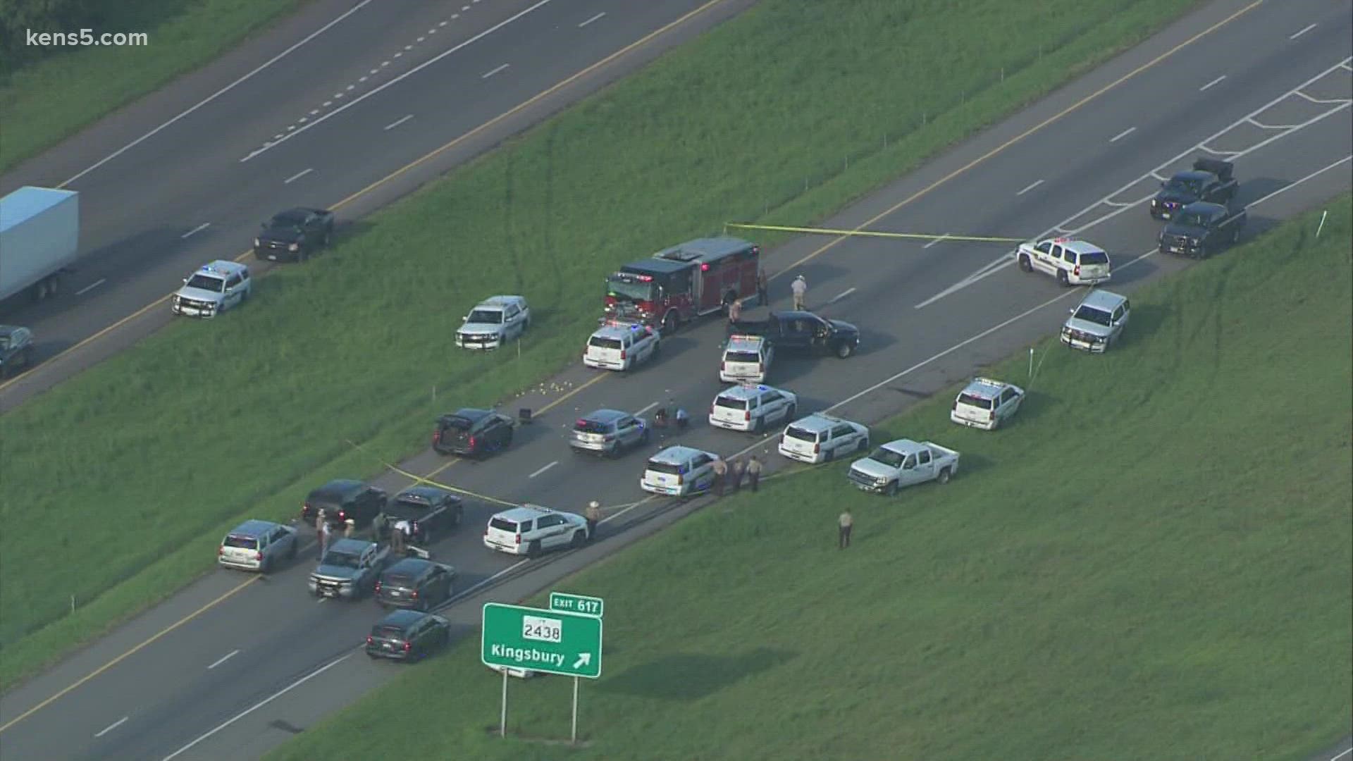 Guadalupe County's sheriff said the suspect immediately fired at officers when his vehicle was brought to a halt.