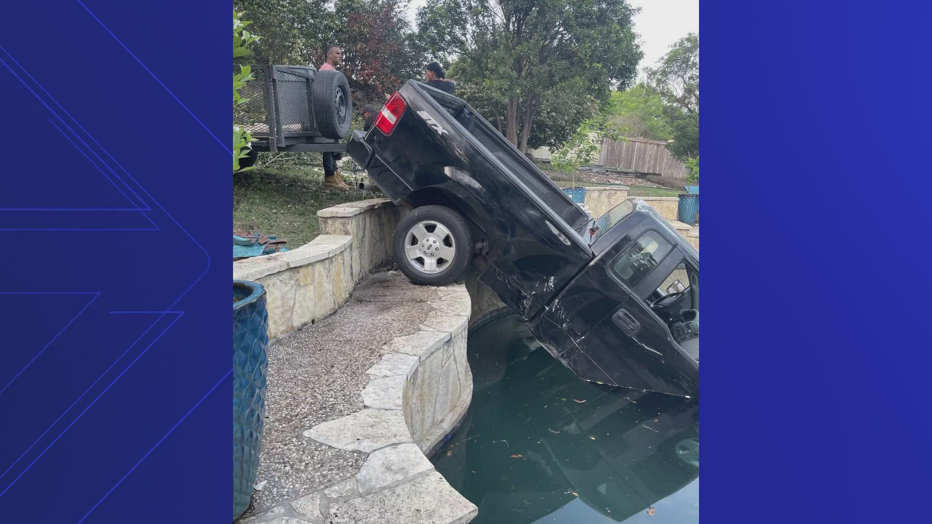 Police said a speeding car crashed into the truck and sent it through a brick wall before driving off.