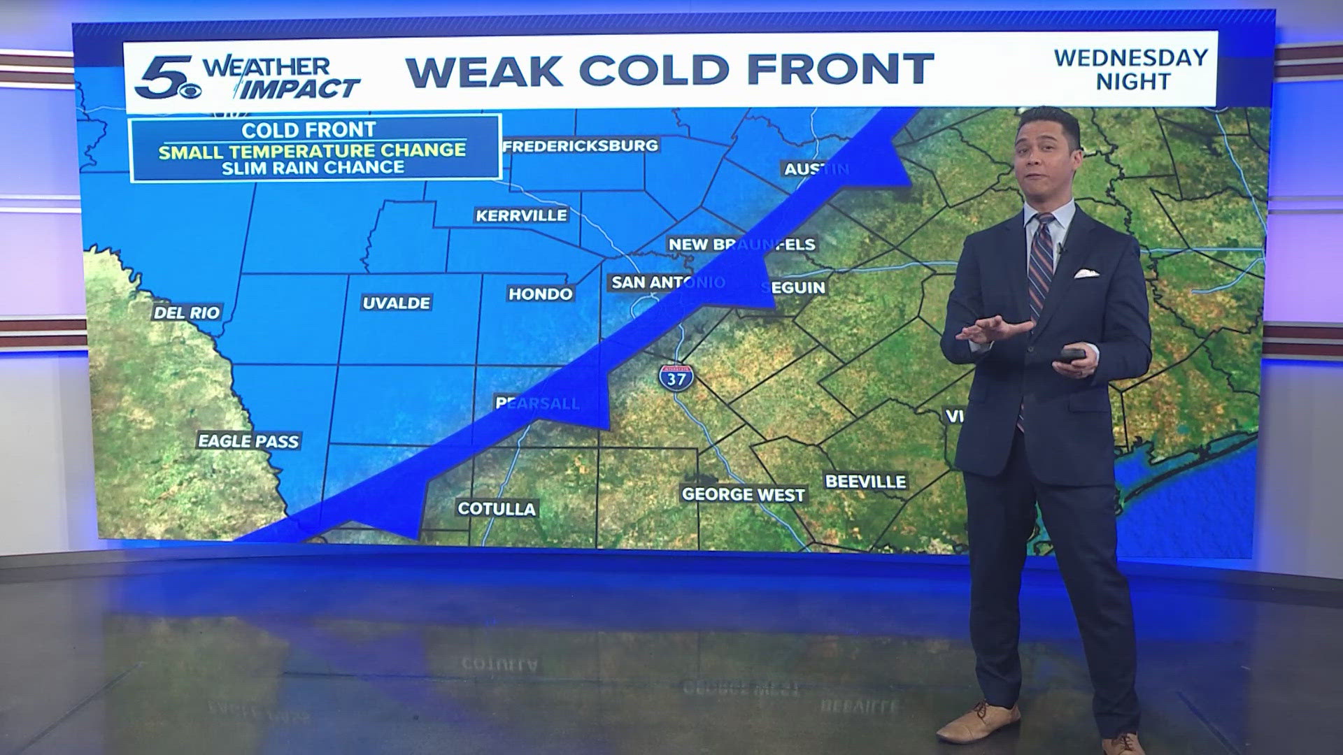 A cold front moves in on Wednesday with only slightly cooler temps and sun, Thursday the 14th and Friday the 15th.