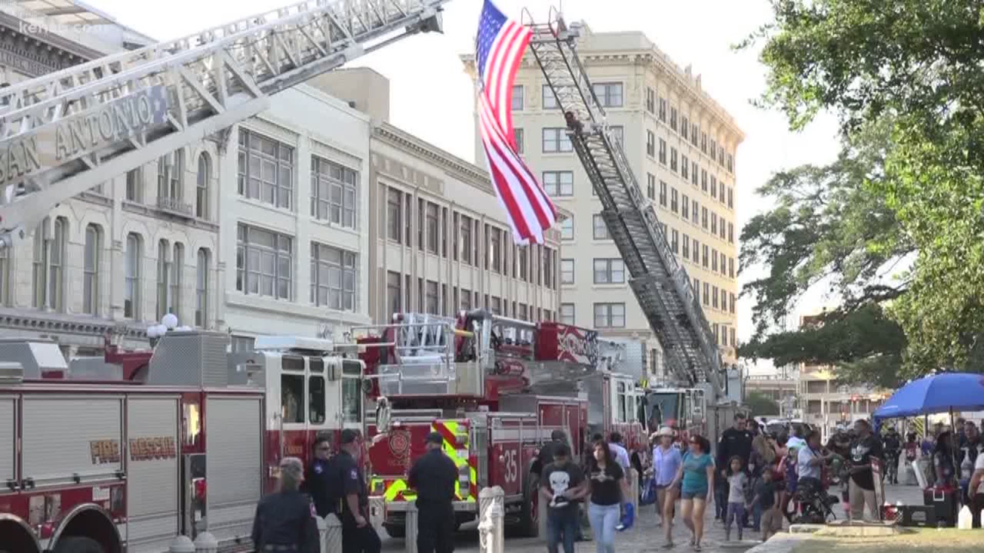 Dozens of firefighters, family and members of the community stood together at Alamo Plaza to remember fallen San Antonio hero Scott Deem.