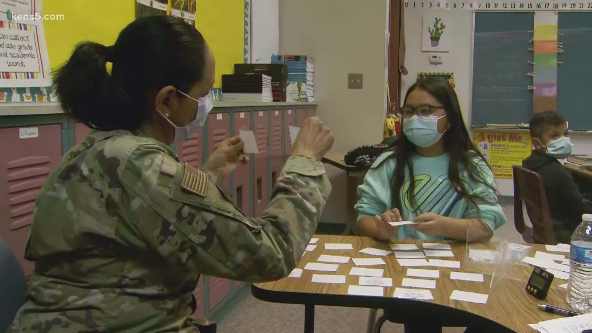 At least 80 troops have volunteered, and go through substitute teacher training before entering the classroom.