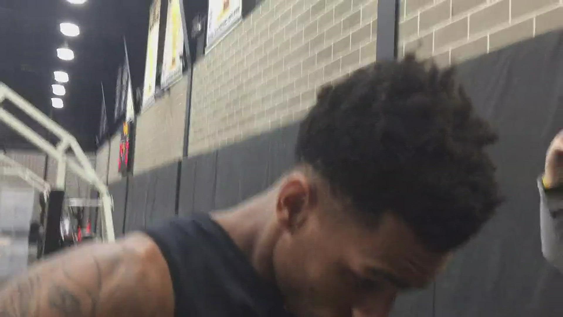 Spurs point guard Dejounte Murray talks about Saturday night's game against the Timberwolves