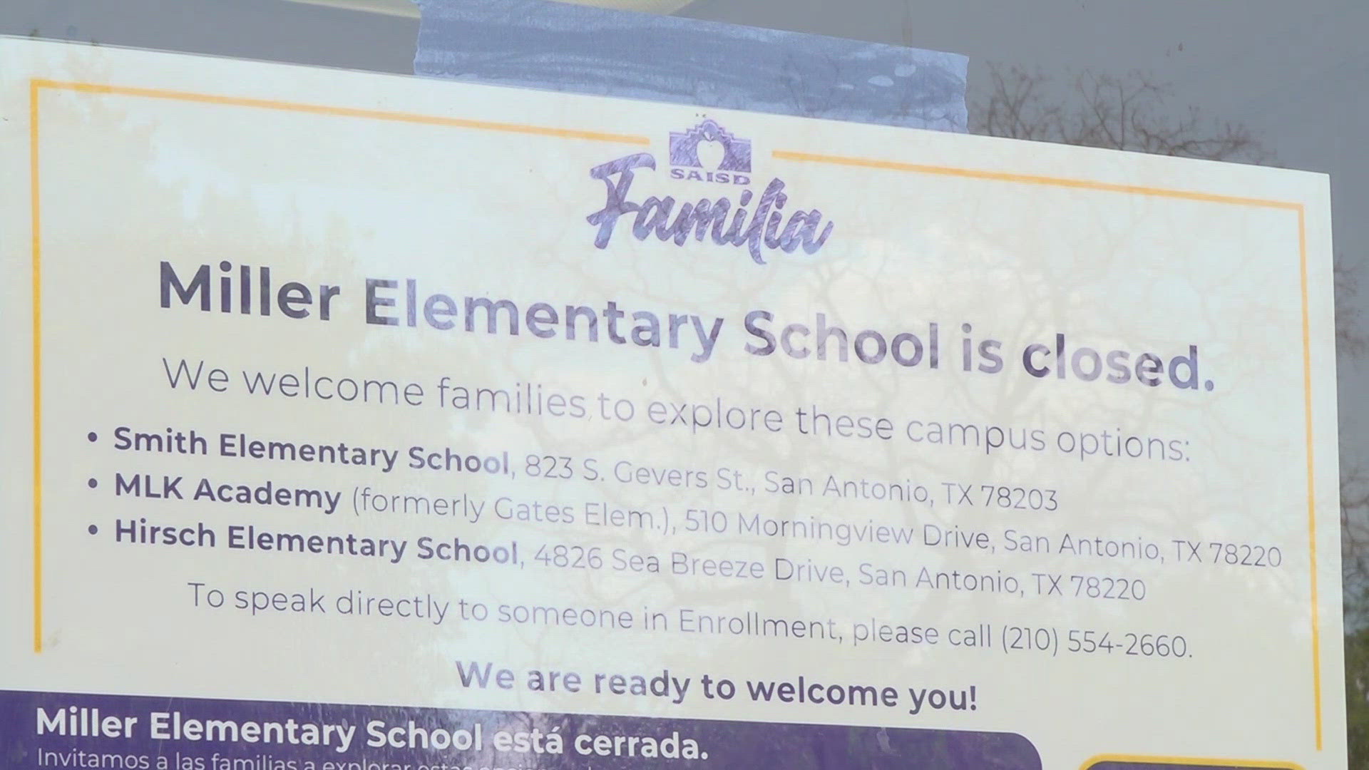 Miller Academy is one of more than a dozen schools that are being closed in the SAISD rightsizing campaign.