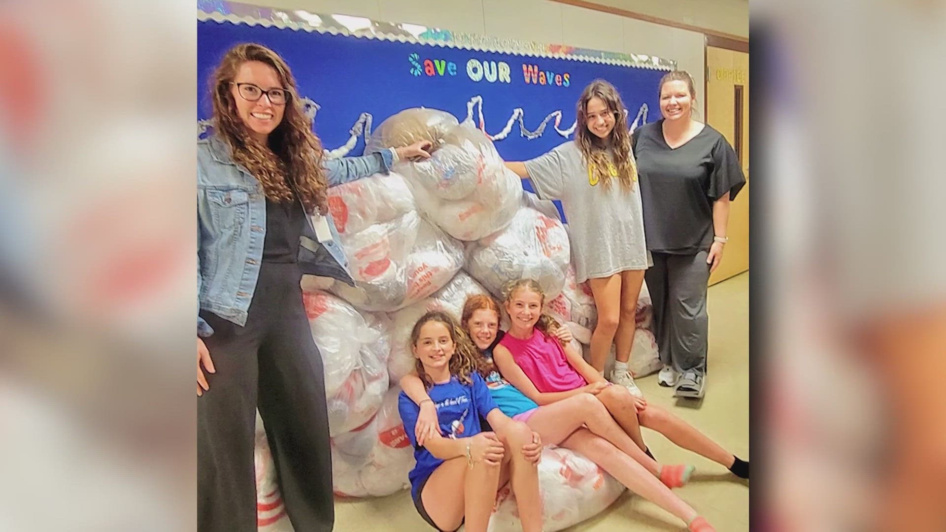 Teens Give Back organization makes mats out of plastic grocery bags for homeless residents