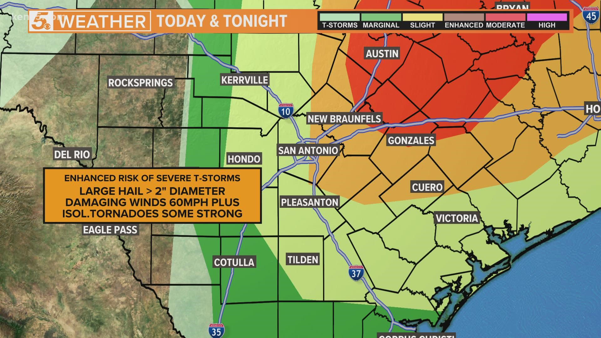 We could see large hail, damaging winds and isolated tornadoes.