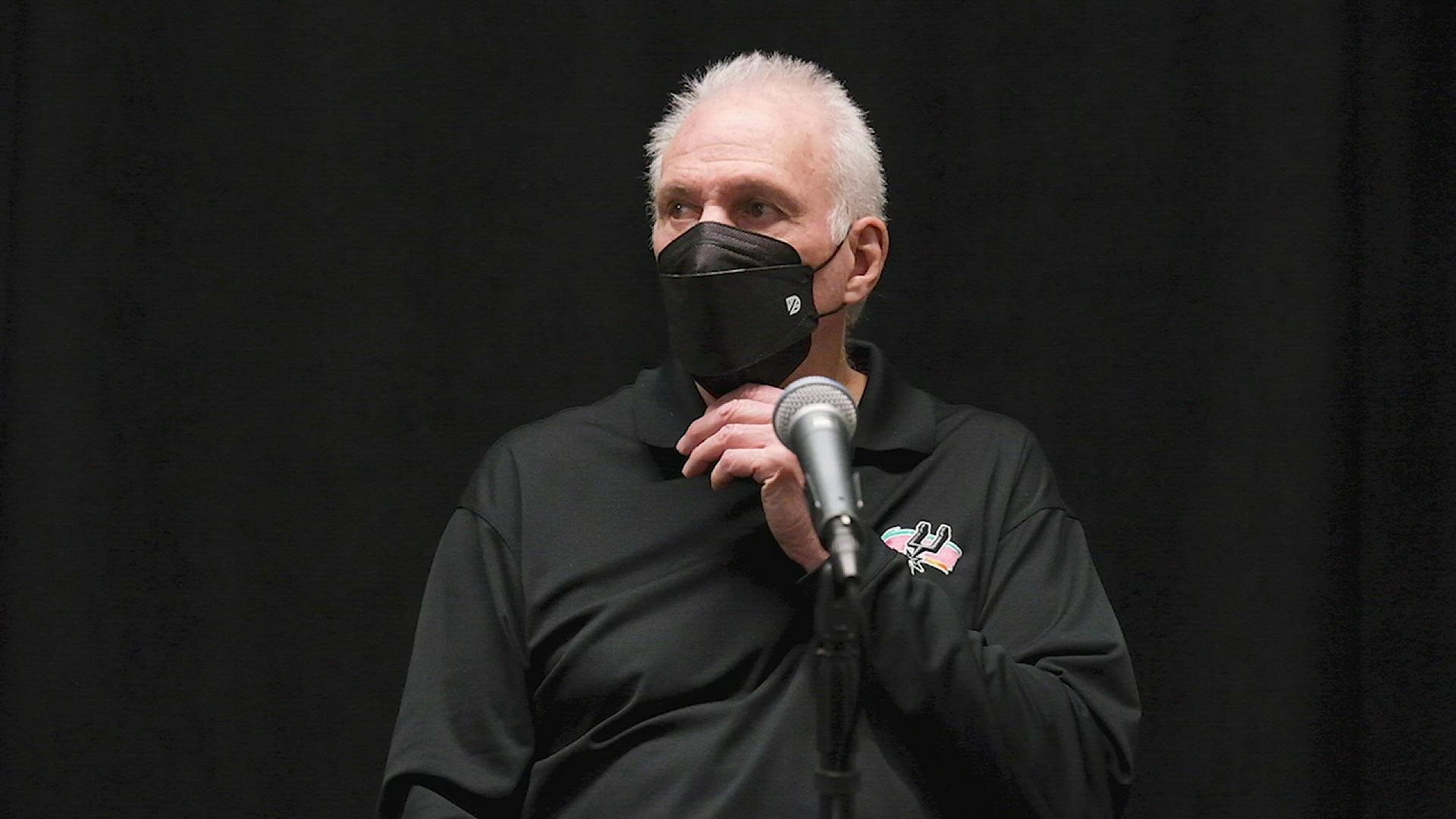"I was proud of them, thought they did a great job," Popovich says, calling this a learning experience and saying he was most excited about the fight and effort.
