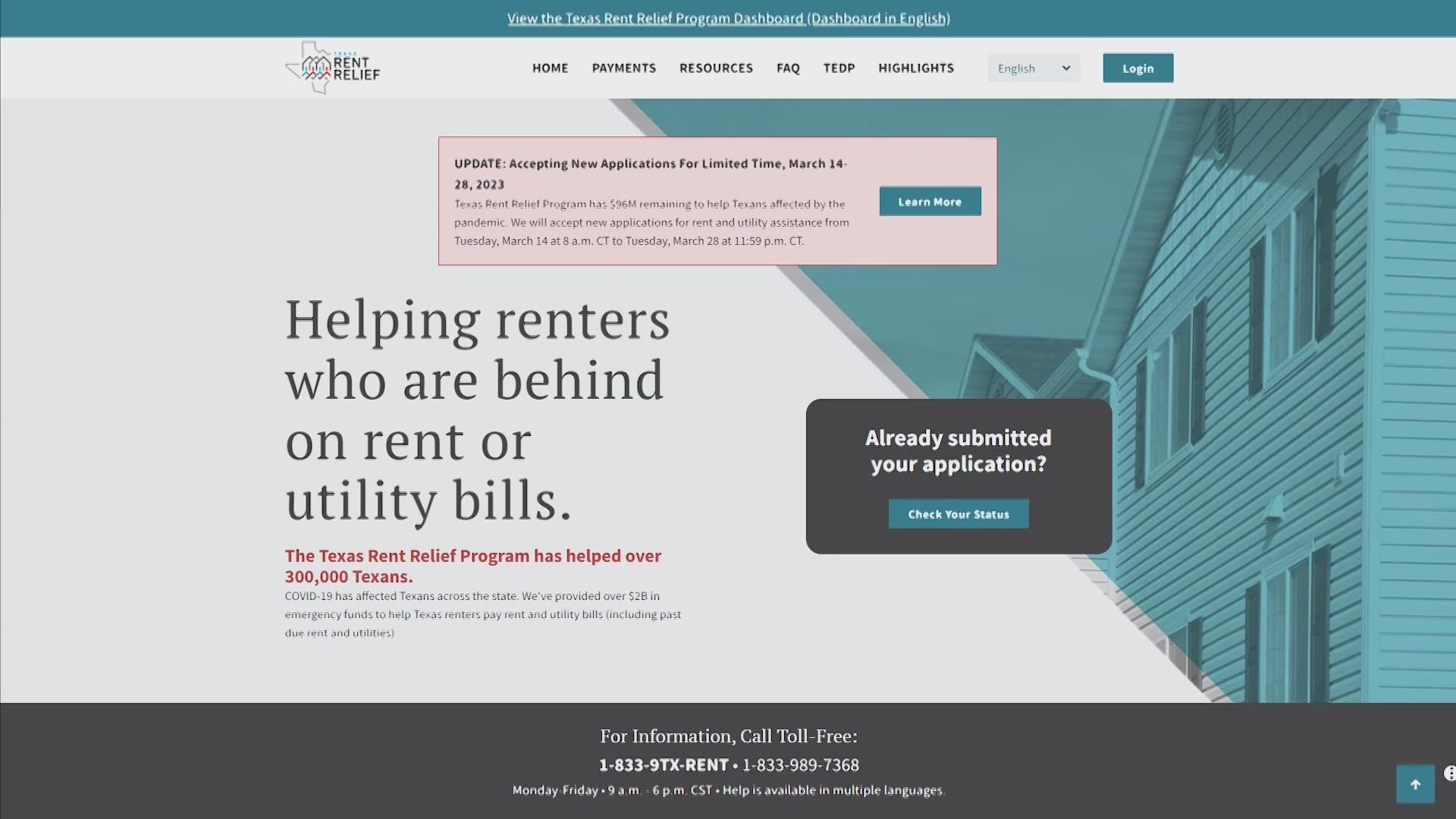 The Texas Department of Housing and Community Affairs will soon re-open its rent relief application portal.