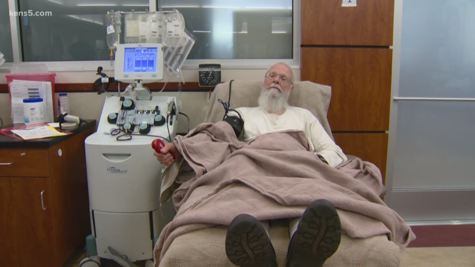 We caught up with Dennis Jones today as he gave blood at the Southwest Blood and Tissue center. Jones says he's given 100 gallons of blood over the last 25 years, saving countless lives. His father is his motivation.