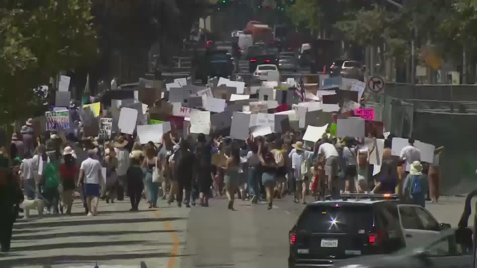 Protests continued across the country on Sunday.