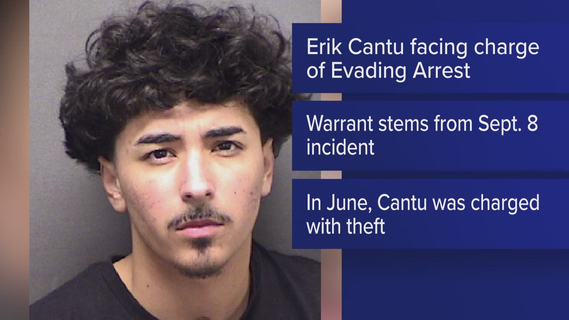 An arrest affidavit said a bike officer attempted to pull over Eric Cantu when he was driving downtown playing loud music, and he sped off.