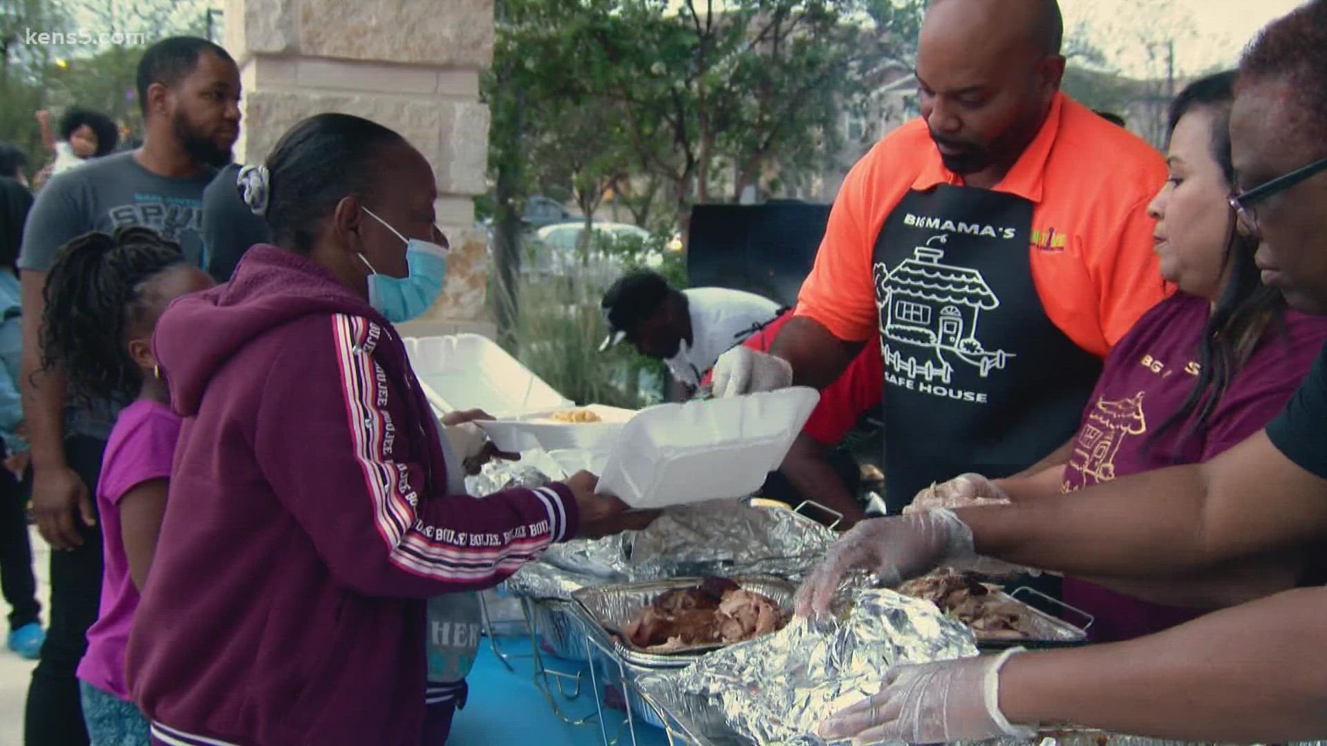 Volunteers with Big Mama's Safe House filled plates with the traditional Thanksgiving fixins and welcomed anyone who was hungry.