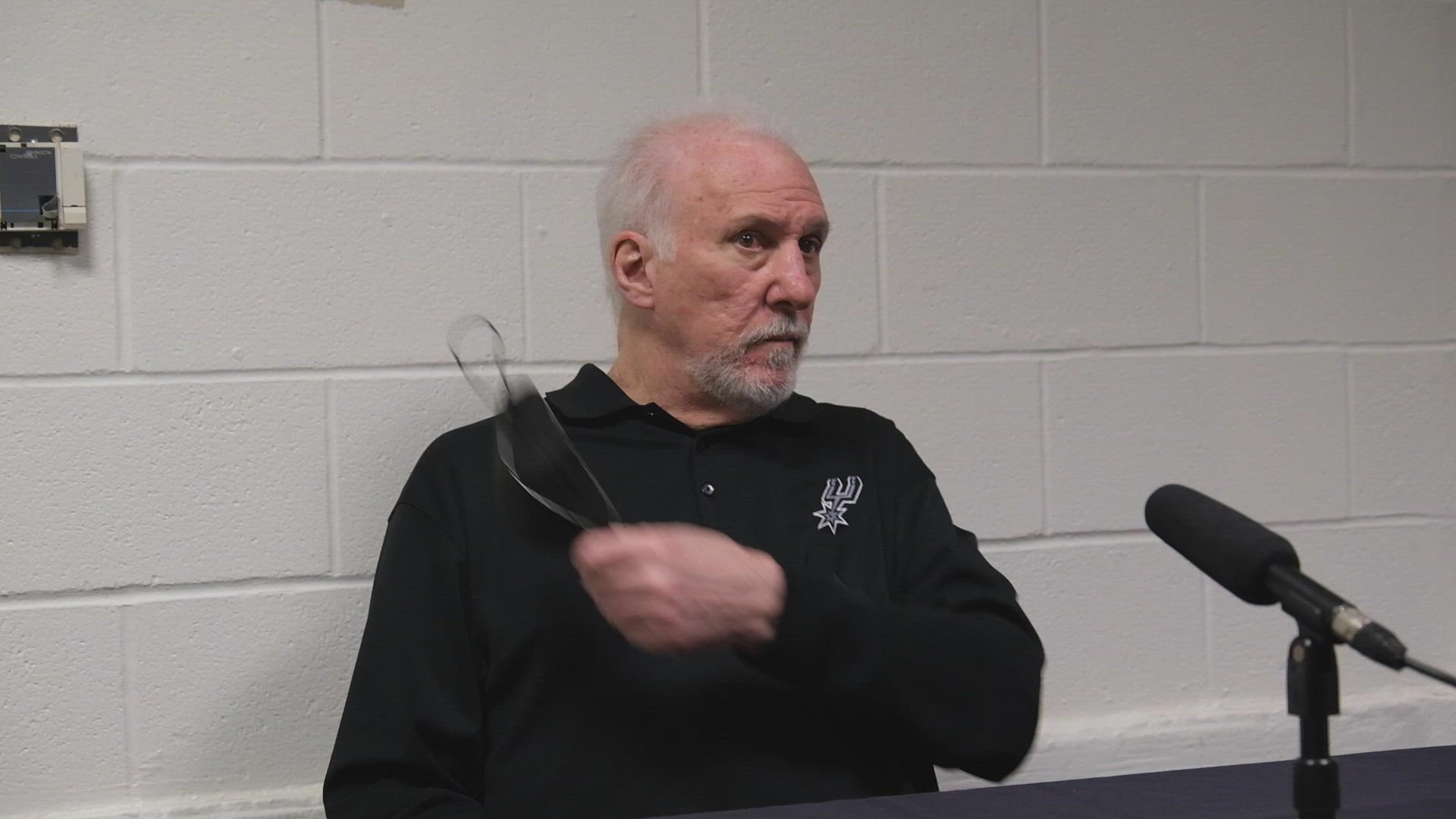 "To get a couple of back to back road wins is fantastic, they deserve a lot of credit," Pop said, noting defense and shooting as the two main keys.