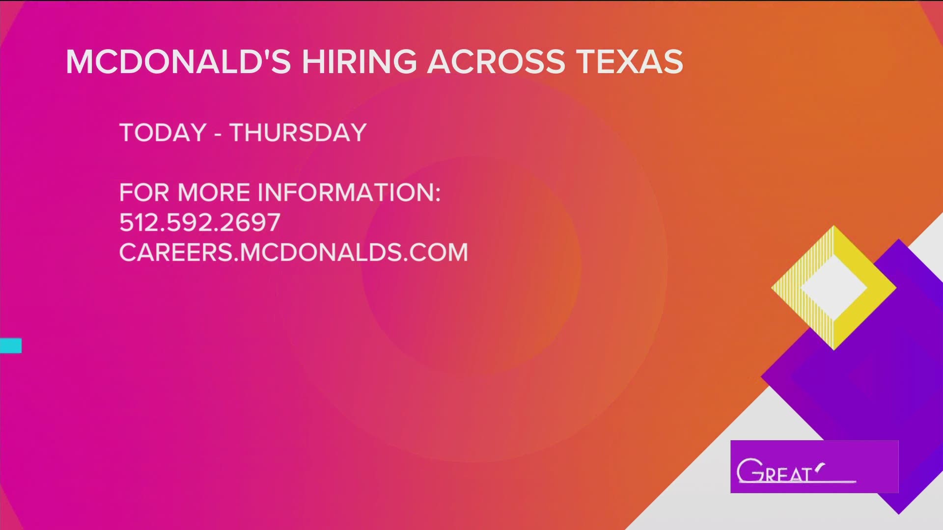 Mcdonald's is hiring! Paul Mireles talks with a franchise owner and learns more.