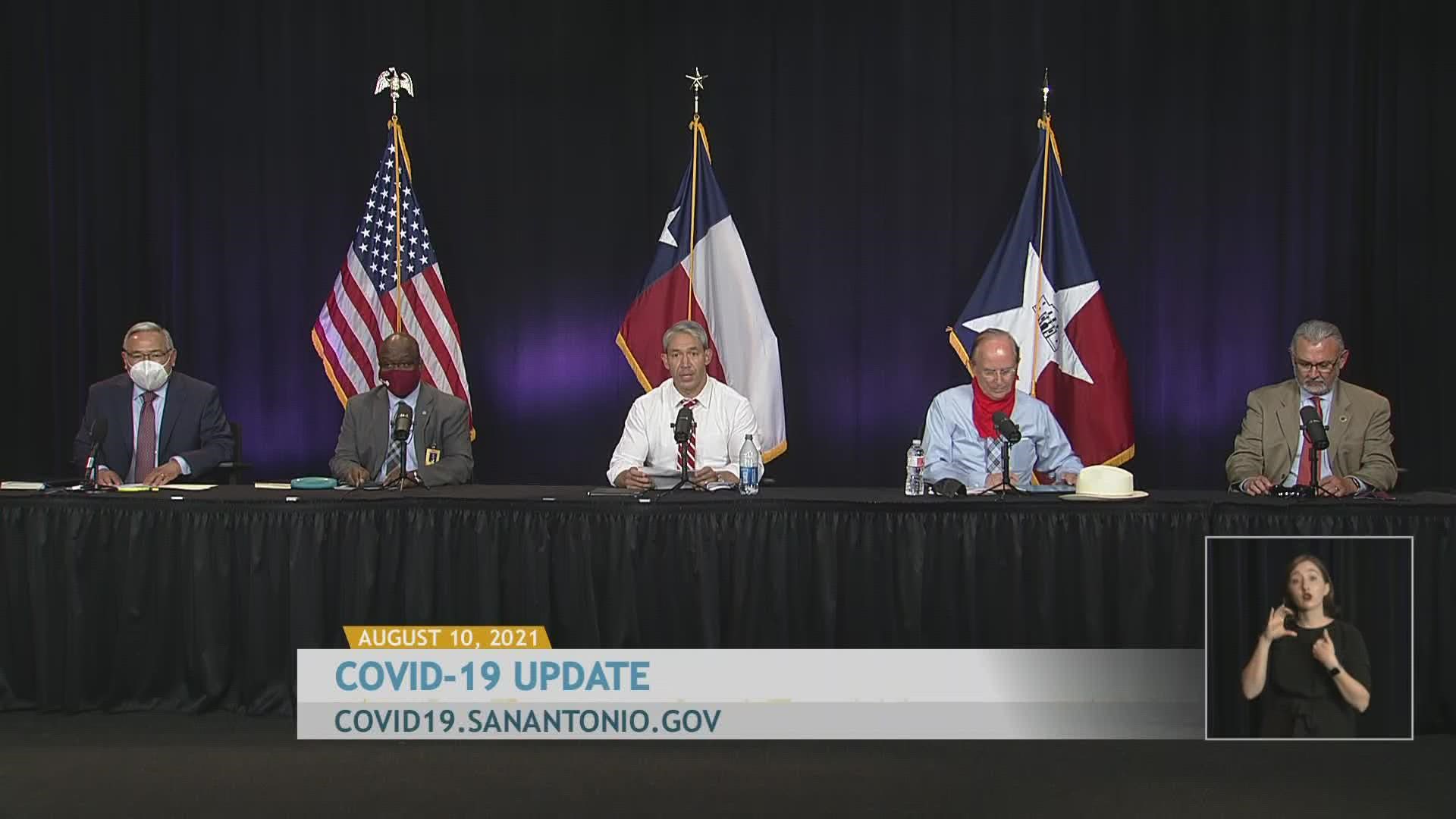 The City of San Antonio and Bexar County gave updates on the coronavirus in the county for August 10, 2021.