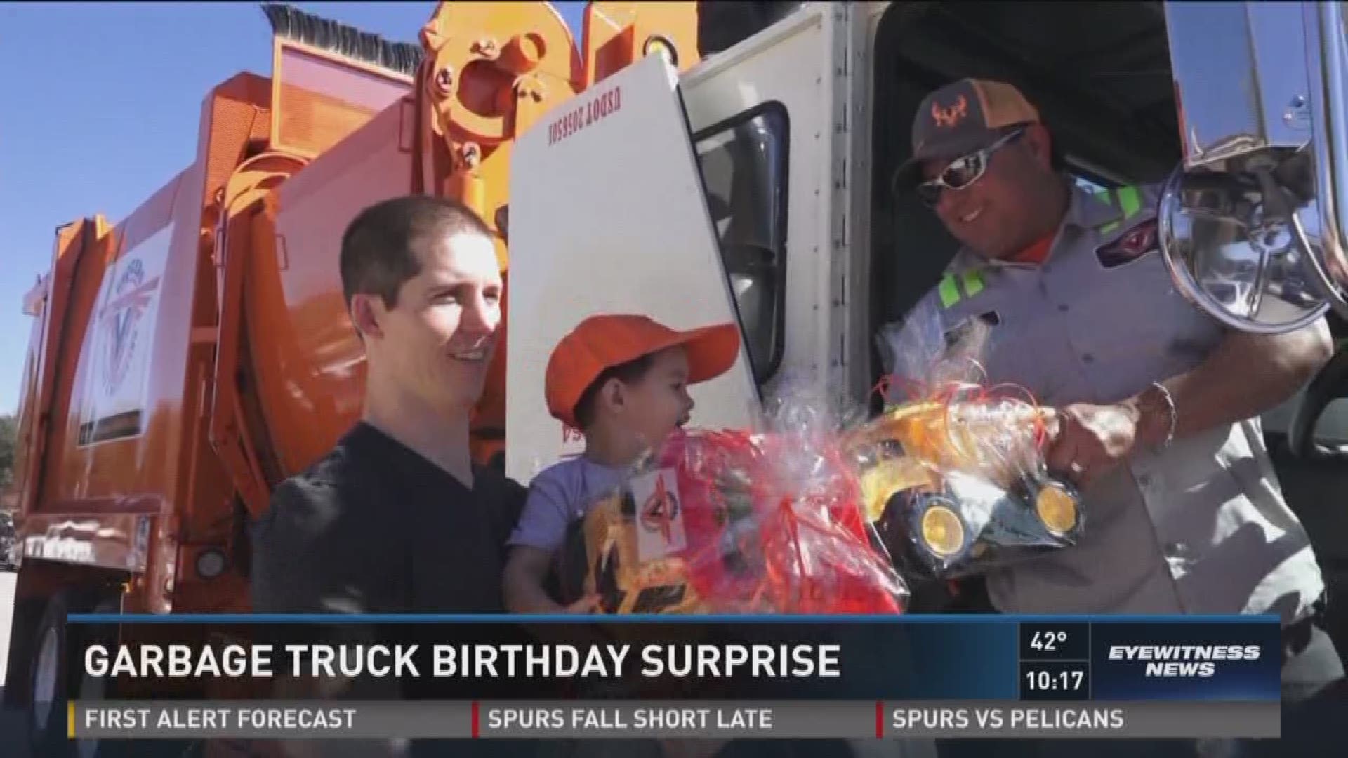 Garbage truck birthday surprise