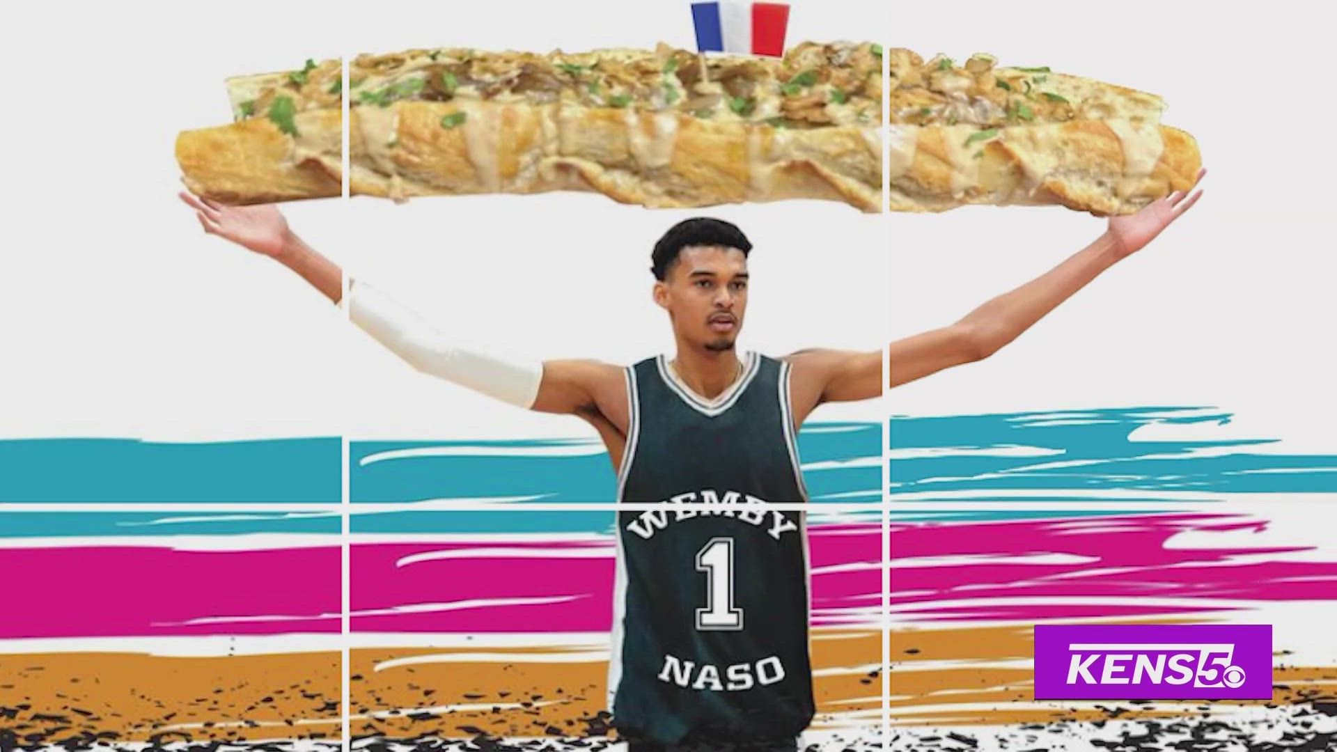 The El Weinercero team stops by to make the massive "Wembynaso" hot dog in honor of the newest Spurs player.