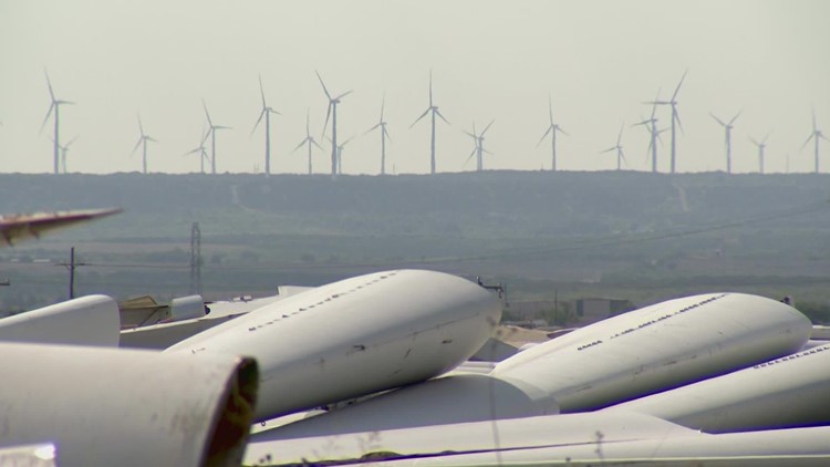Wind turbines create energy, and a challenge of unintended waste