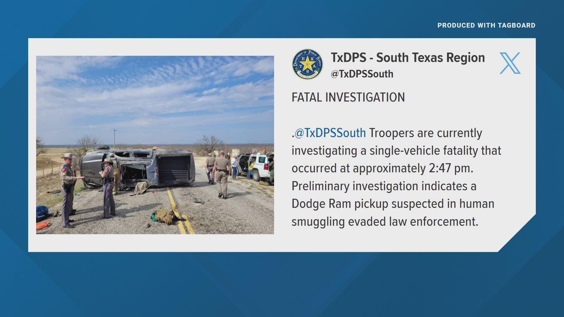 Two dead after truck suspected of human smuggling crashed near the Texas-Mexico border