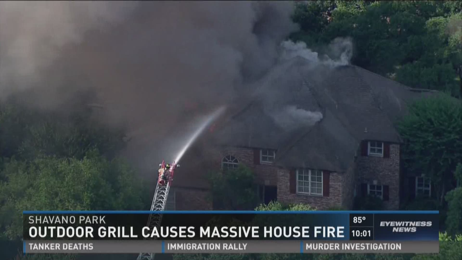 Outdoor grill causes massive house fire