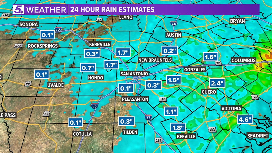 Rainfall totals for San Antonio and South Texas