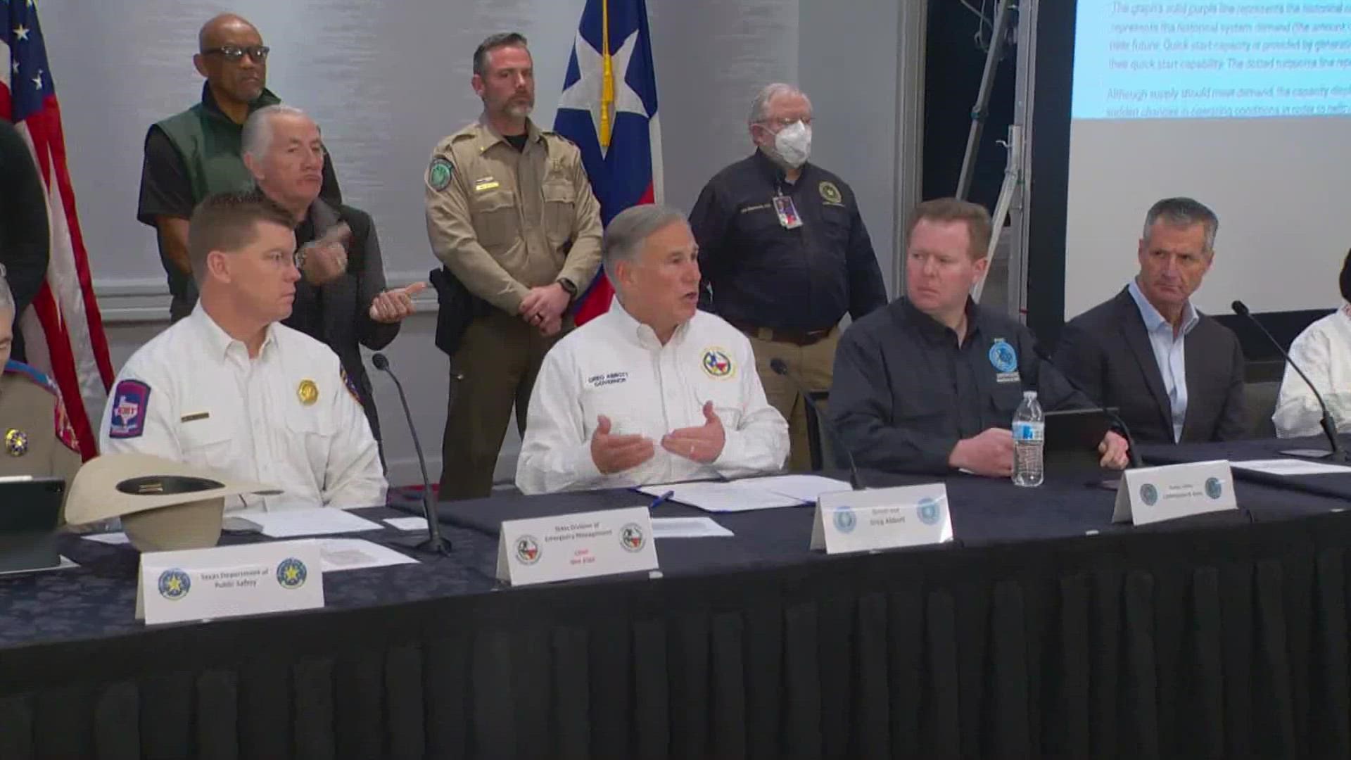 Abbott said the state is fully ready to respond to the winter storm that he referred to as one of the most 'significant' icing events in decades.