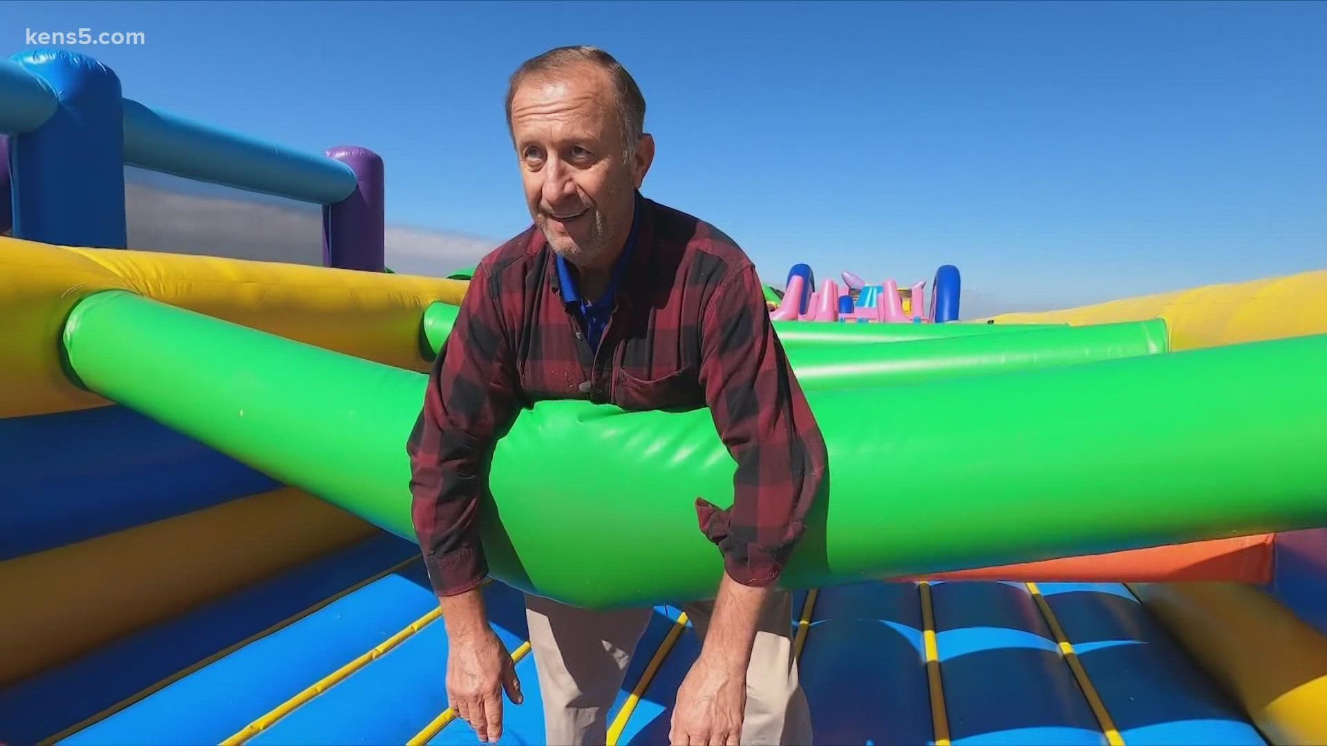 The Big Bounce America castle is 13,000 square feet of bouncing, sliding, climbing fun!