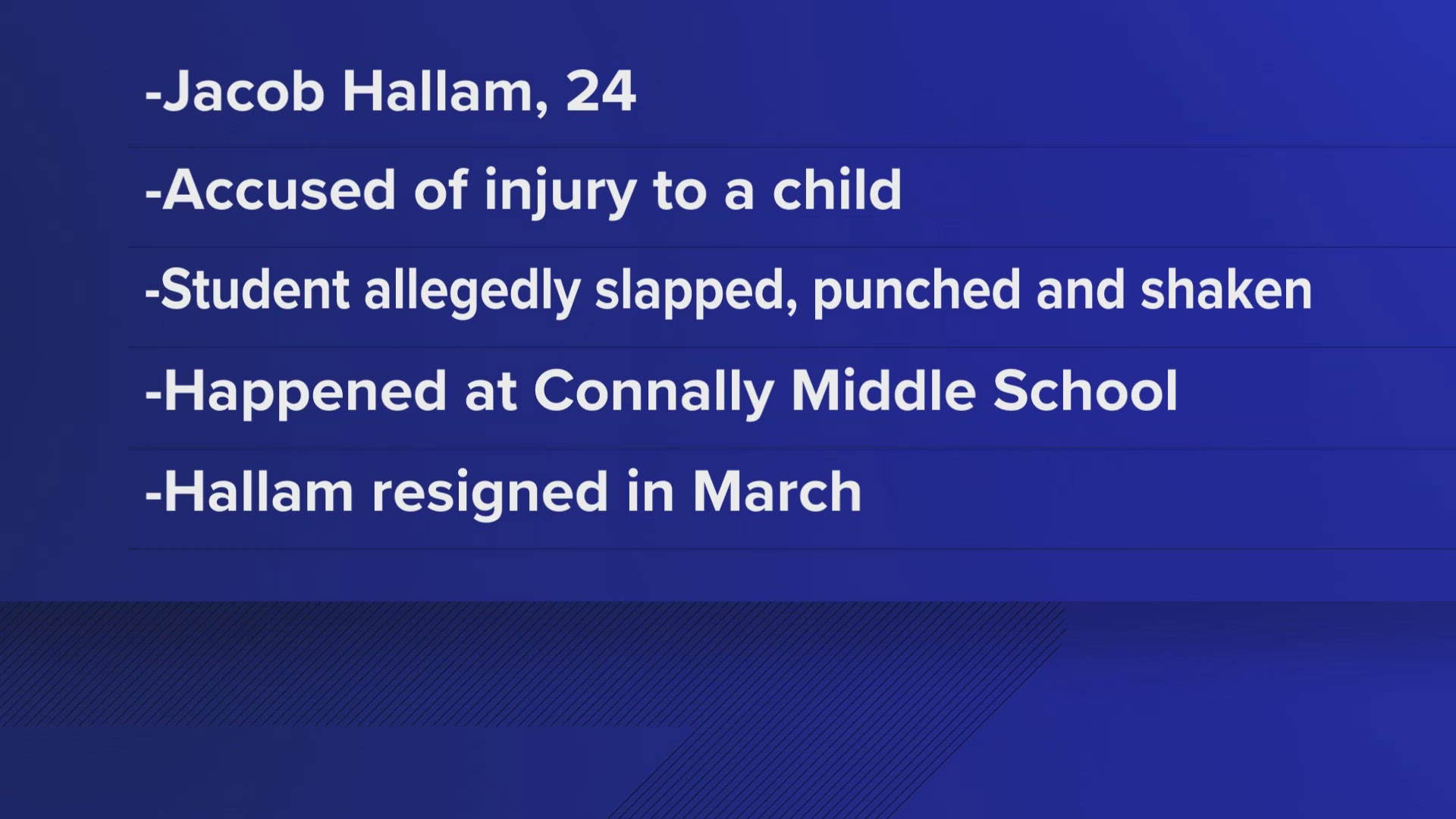 Jacob Hallam faces multiple felony charges of injury to a child.