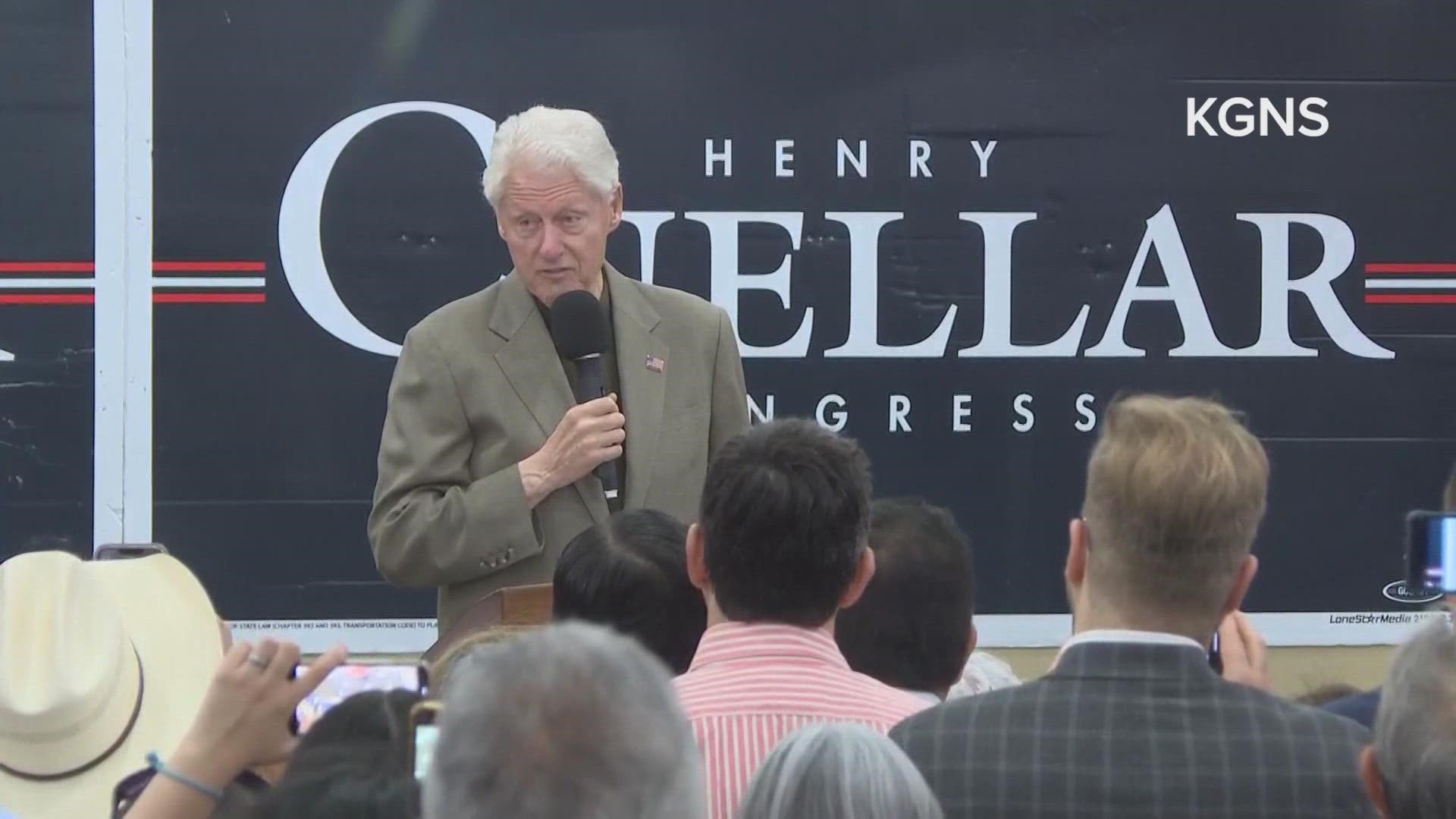 Clinton spoke about Cuellar's track record and met with families of Uvalde victims.