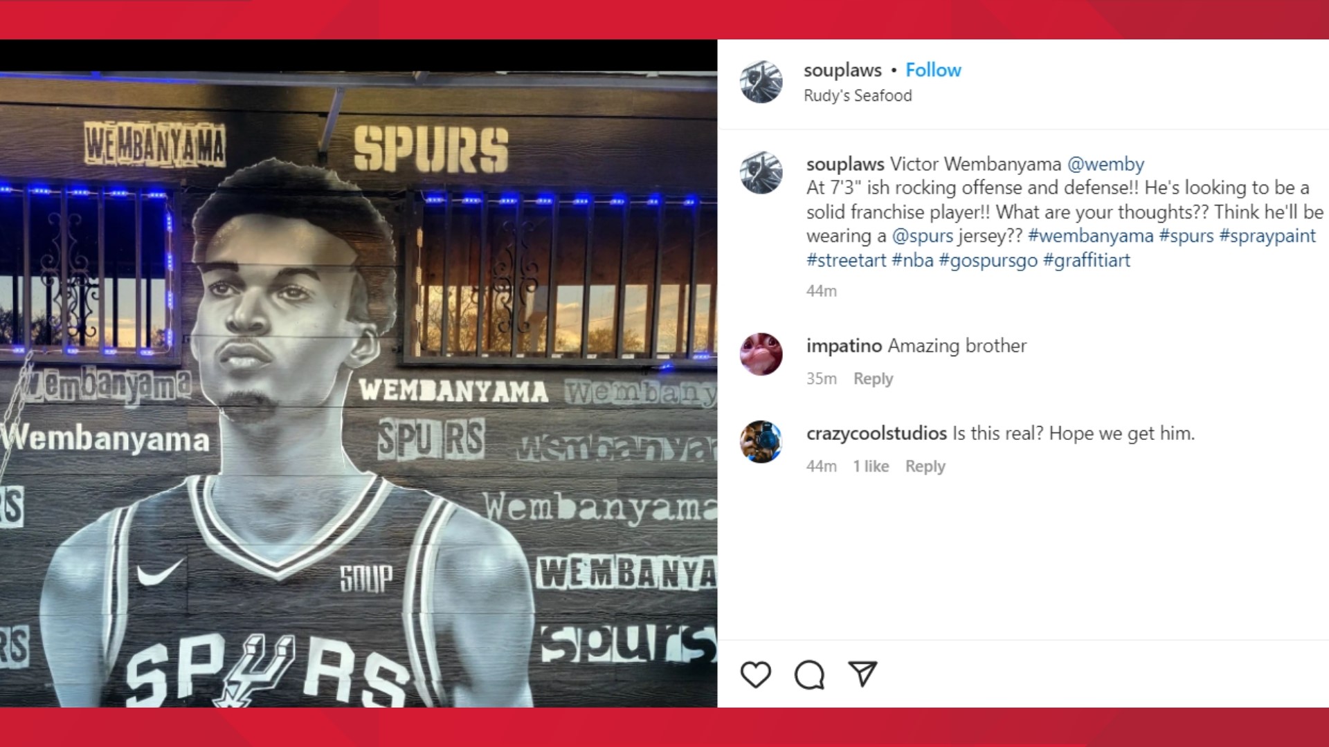 LOOK: A Victor Wembanyama mural in a Spurs jersey pops | kens5.com