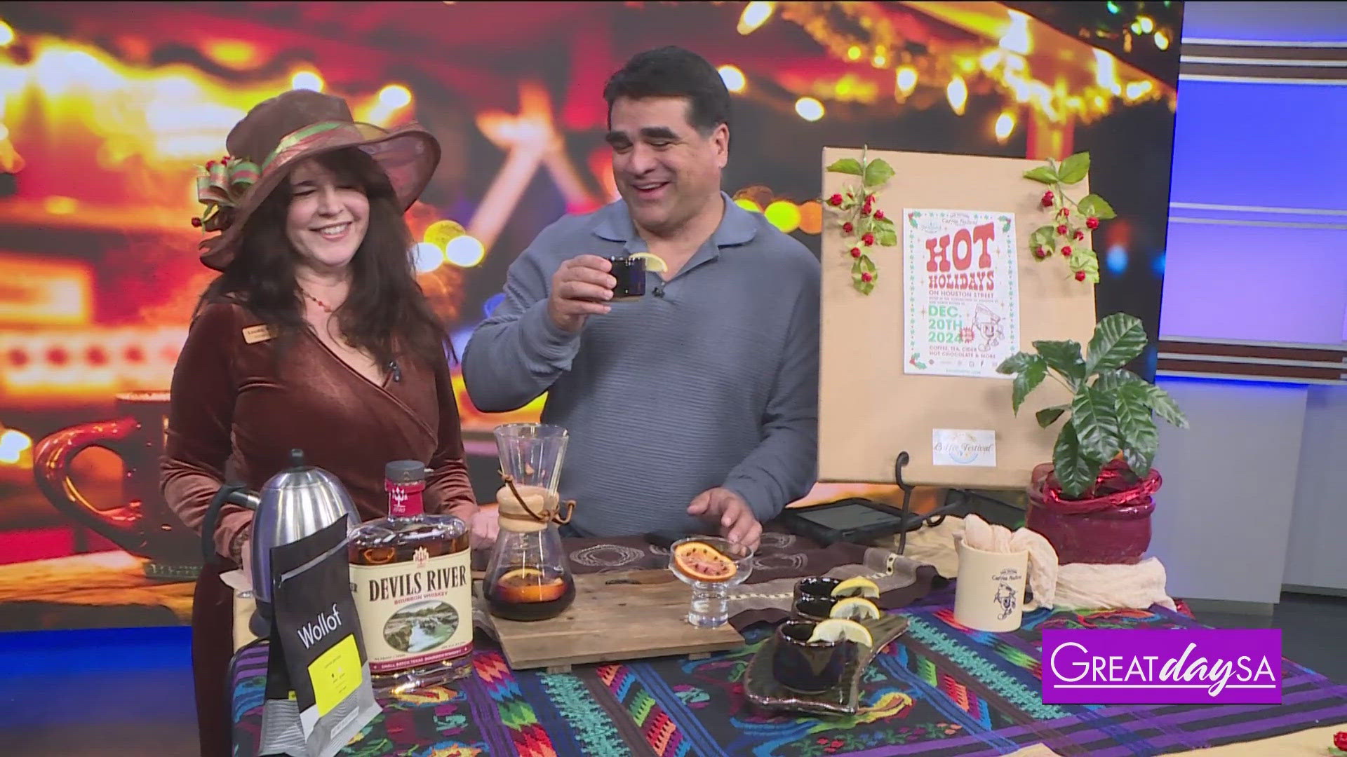 Paul brews up a holiday drink with the San Antonio Coffee Festival.