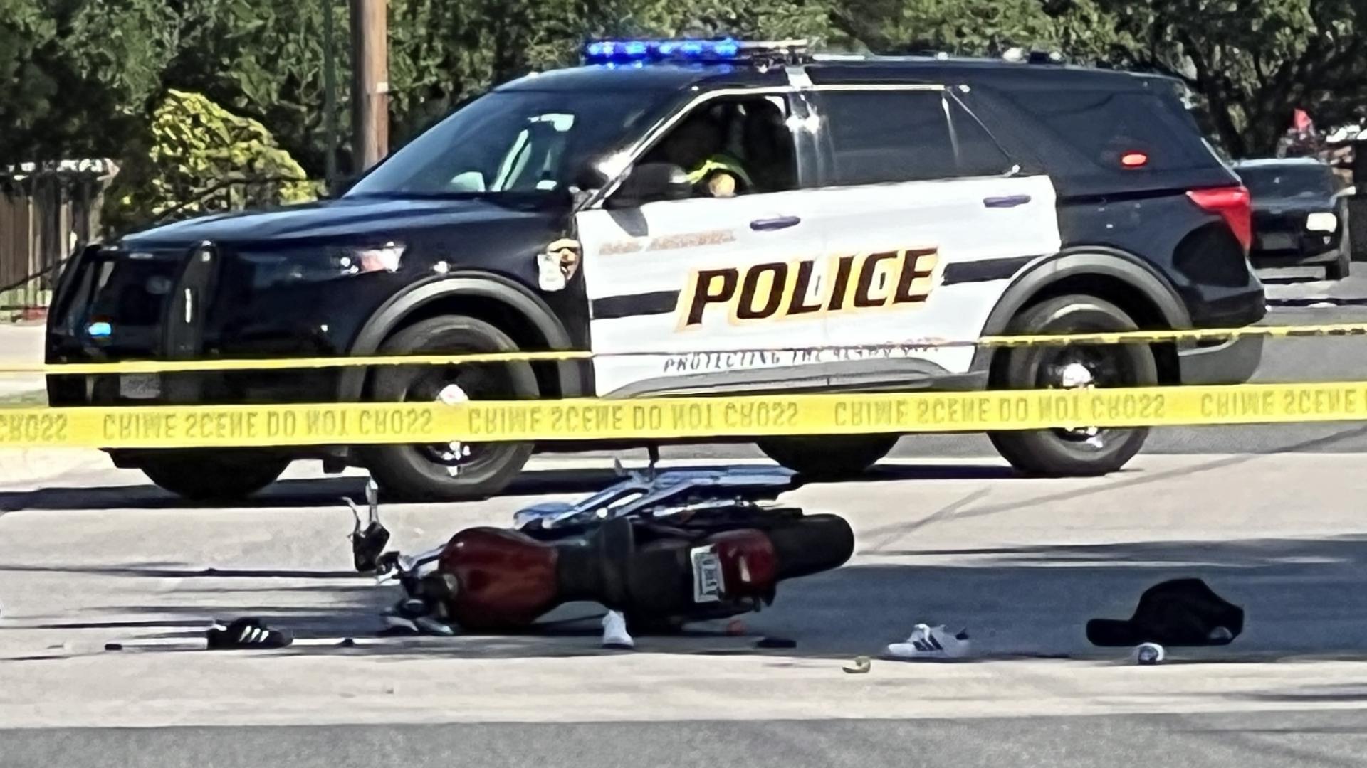 Two have been hospitalized in "serious" condition after hopping off their motorcycle just before colliding with a vehicle on the northwest side.