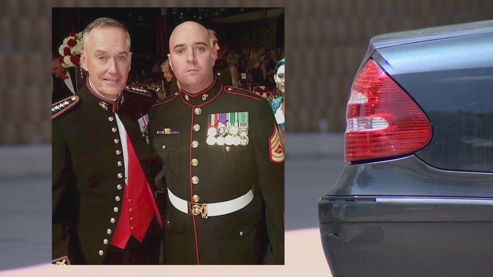 Police say they did find the Marine's car but it was vandalized.