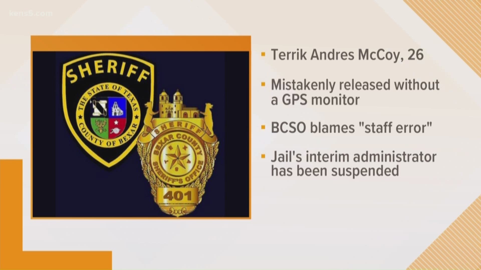 The 26-year-old inmate was originally supposed to be released with a GPS monitor. Now there's a warrant out to bring him into custody once again.