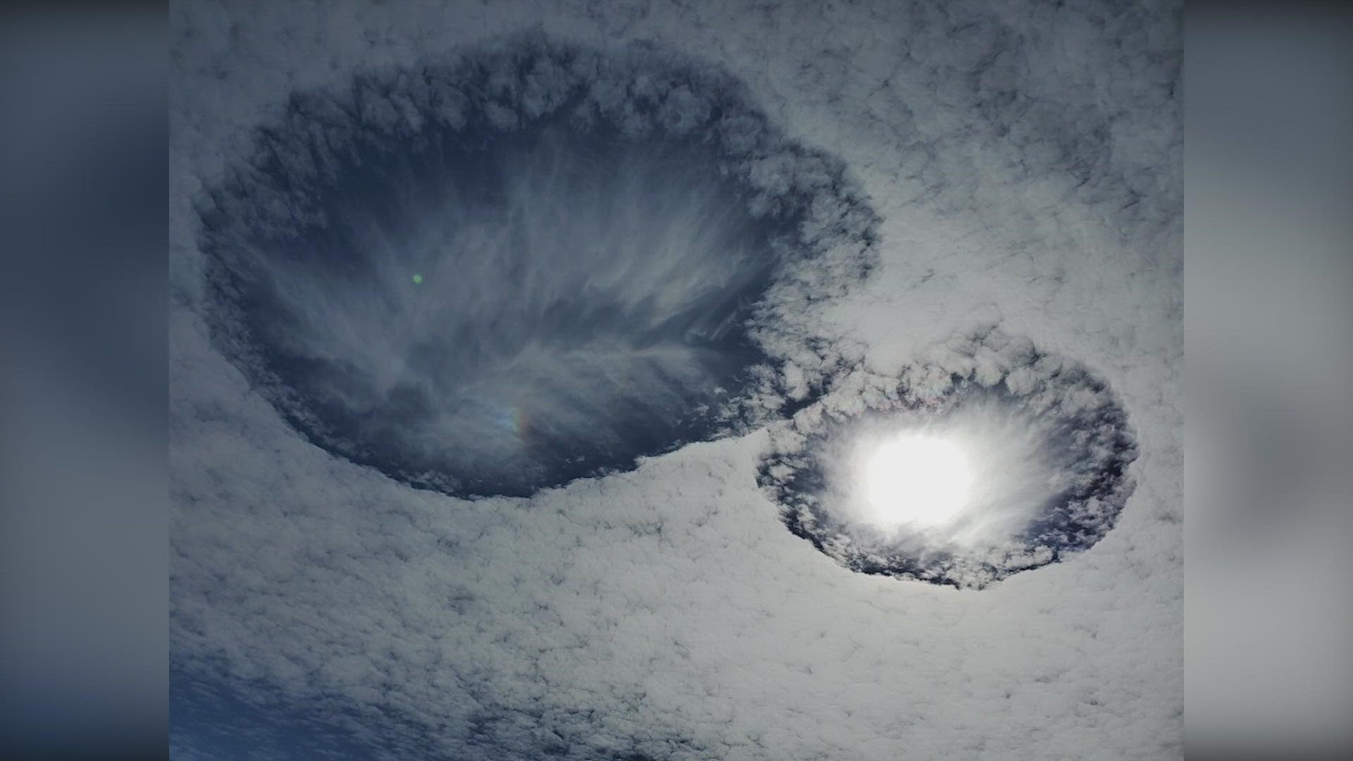 They are also known as fall streak hole clouds.