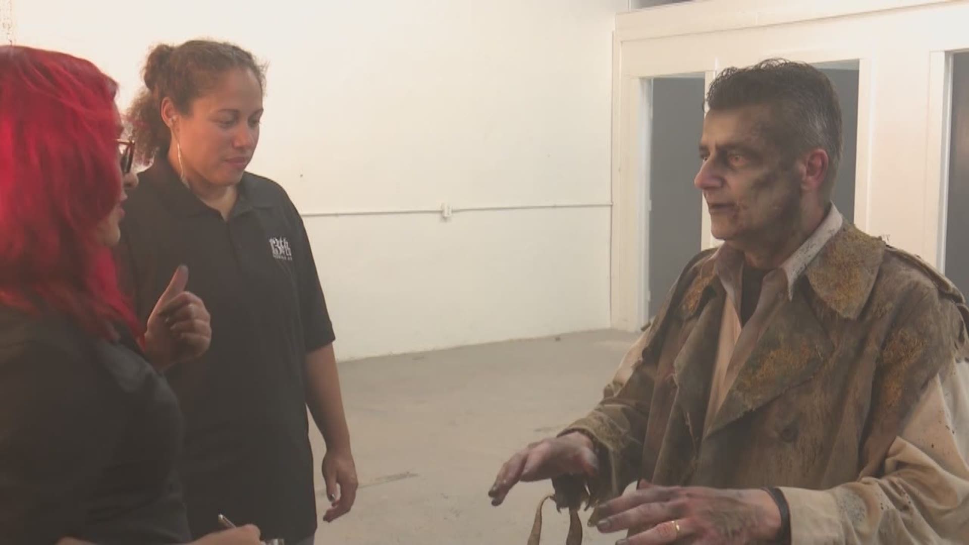Bill's boots are on the ground at San Antonio’s favorite haunted house, The 13th Floor. A make up and wardrobe team transformed a weatherman into The Walking Dead.