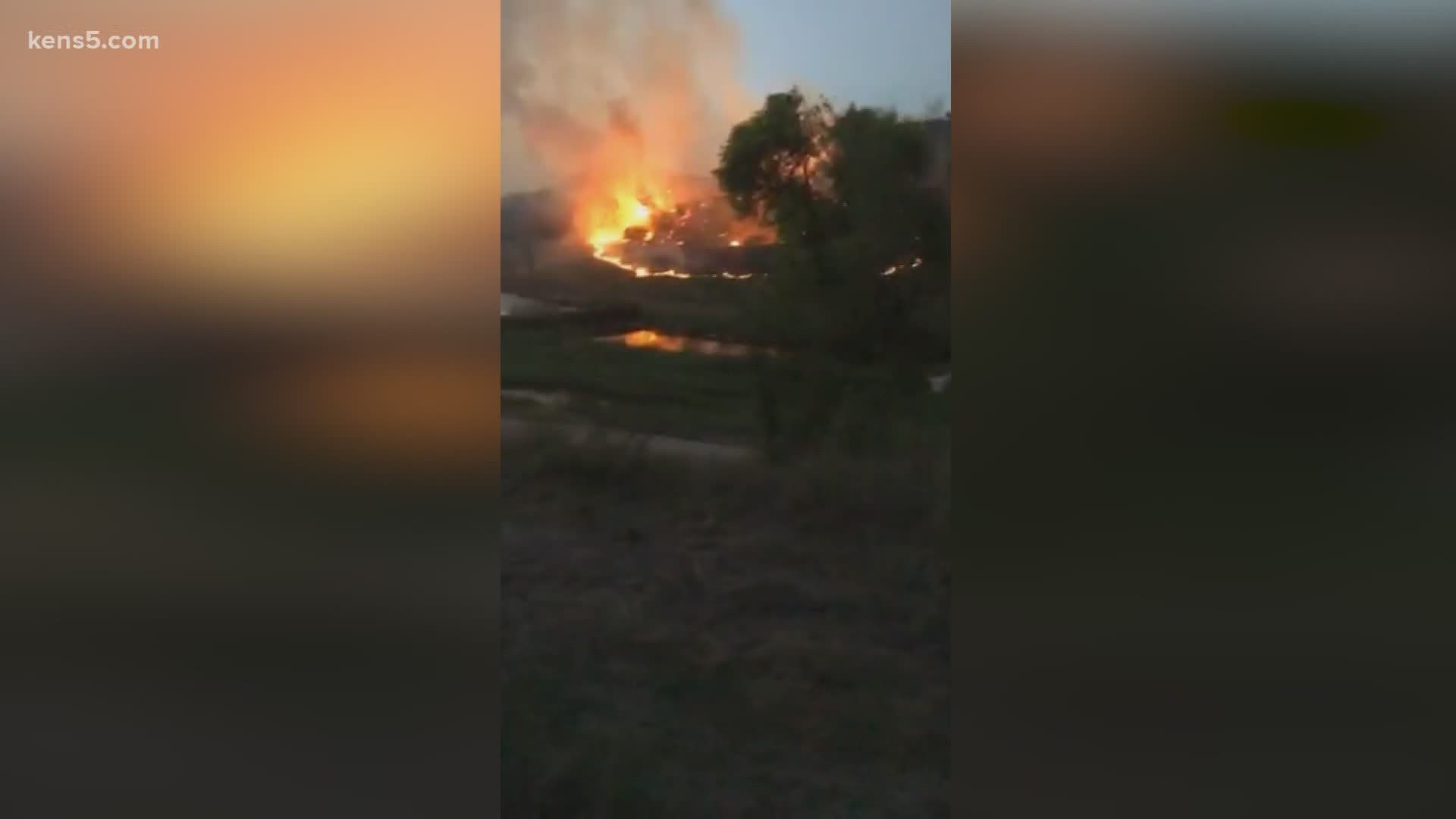 KENS 5 eyewitness Jena Galvan shared video, and said that the fire was in an undeveloped stretch of land near Zarzamora Creek off General McMullen and San Felipe.