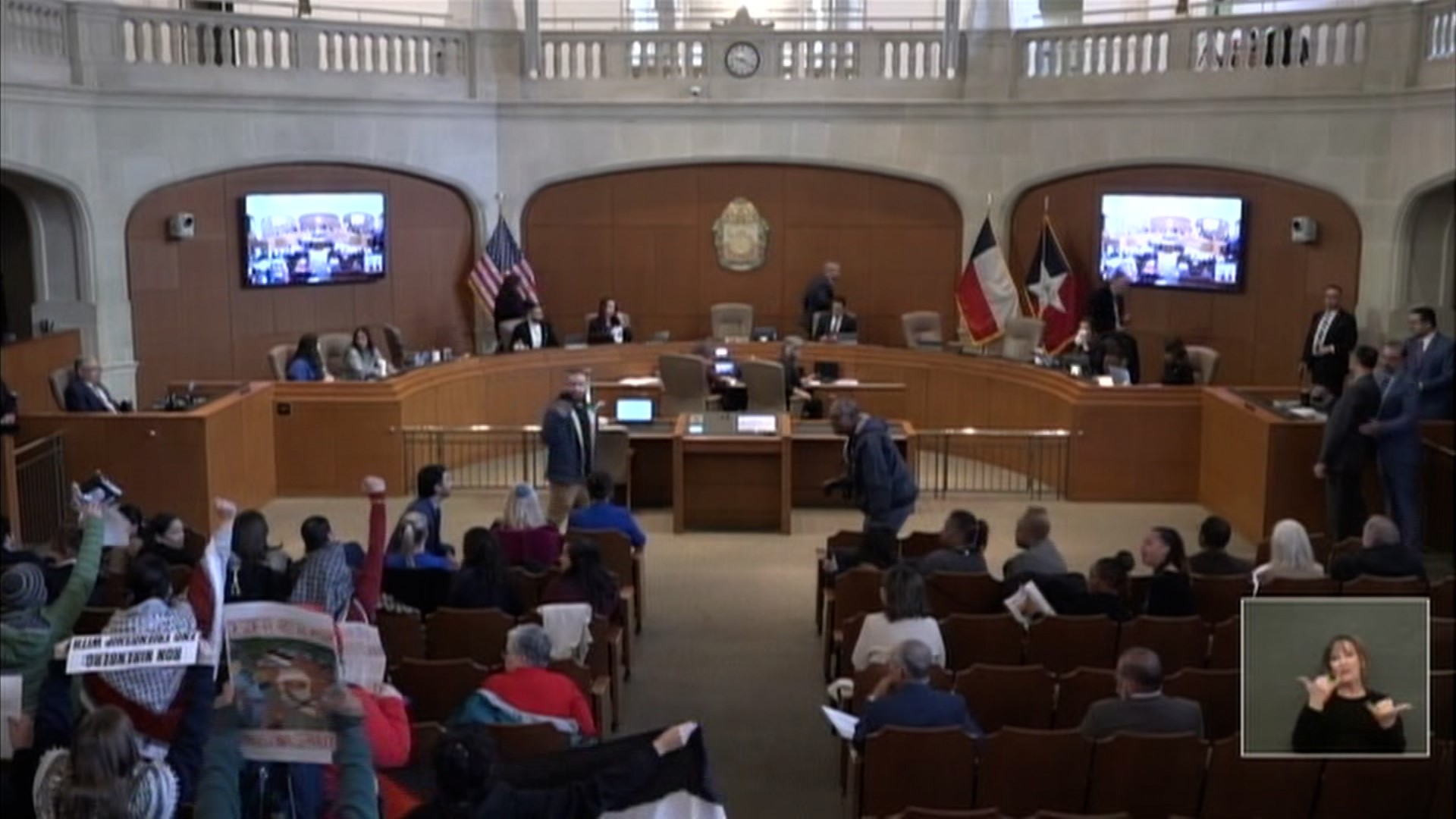 Pro-Palestine protesters interrupted Thursday's San Antonio City Council meeting.
