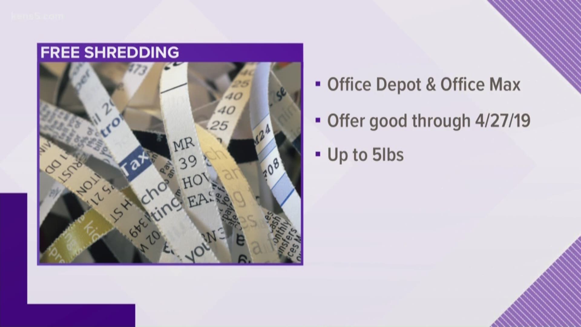 Free shredding service offered at Office Depot and OfficeMax